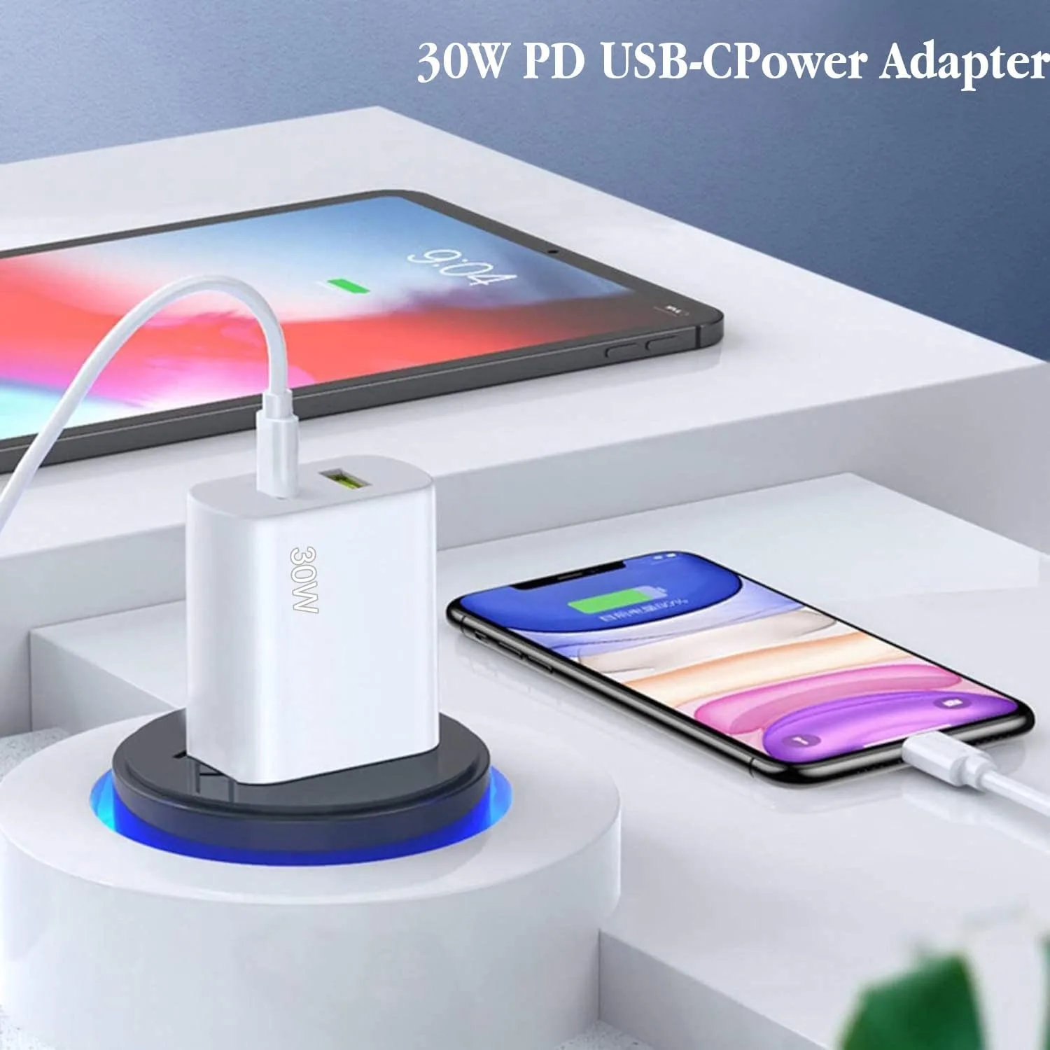 2 Pack 30W USB C Charger Block, Dual Port Type C Wall Charger Fast Charging