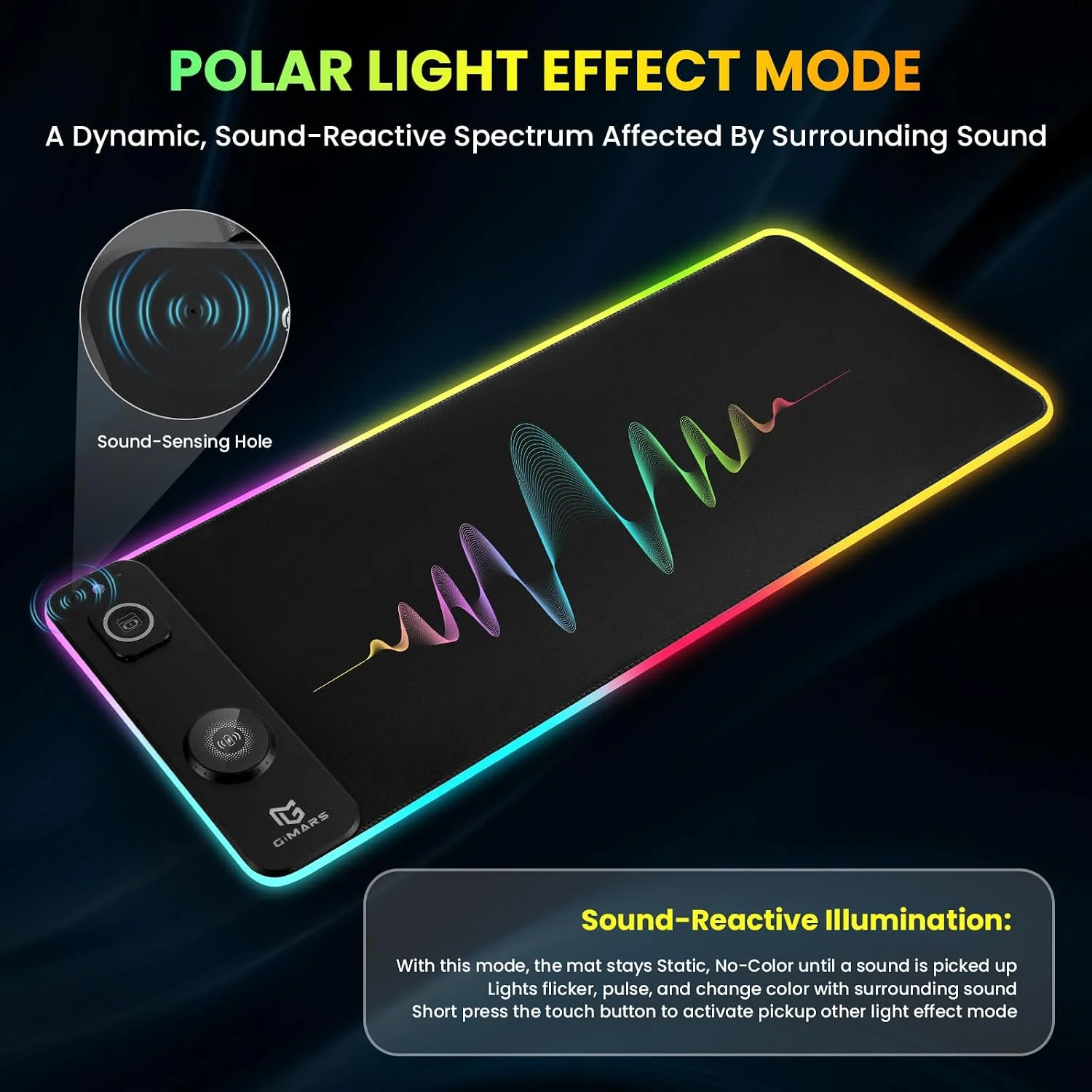 Gimars Upgrade 3 in 1 RGB Mouse Pad with 15W Magnetic Fast Wireless Charging, 31.5x11.8x0.16in Gaming Mousepad, 15 Color Modes, Waterproof Non-Slip XXL Desk Mat with Smooth Surface for Home Office PC