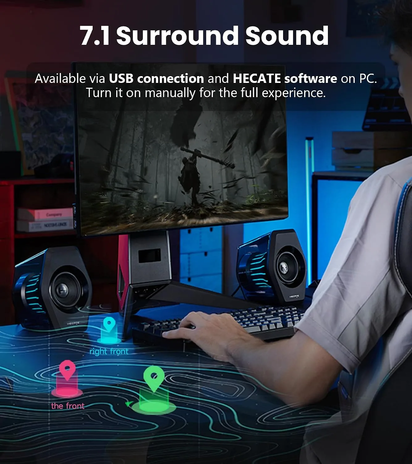 Edifier G2000 Pro 2.0 RGB Gaming Speakers with 64W Peak Power, Black