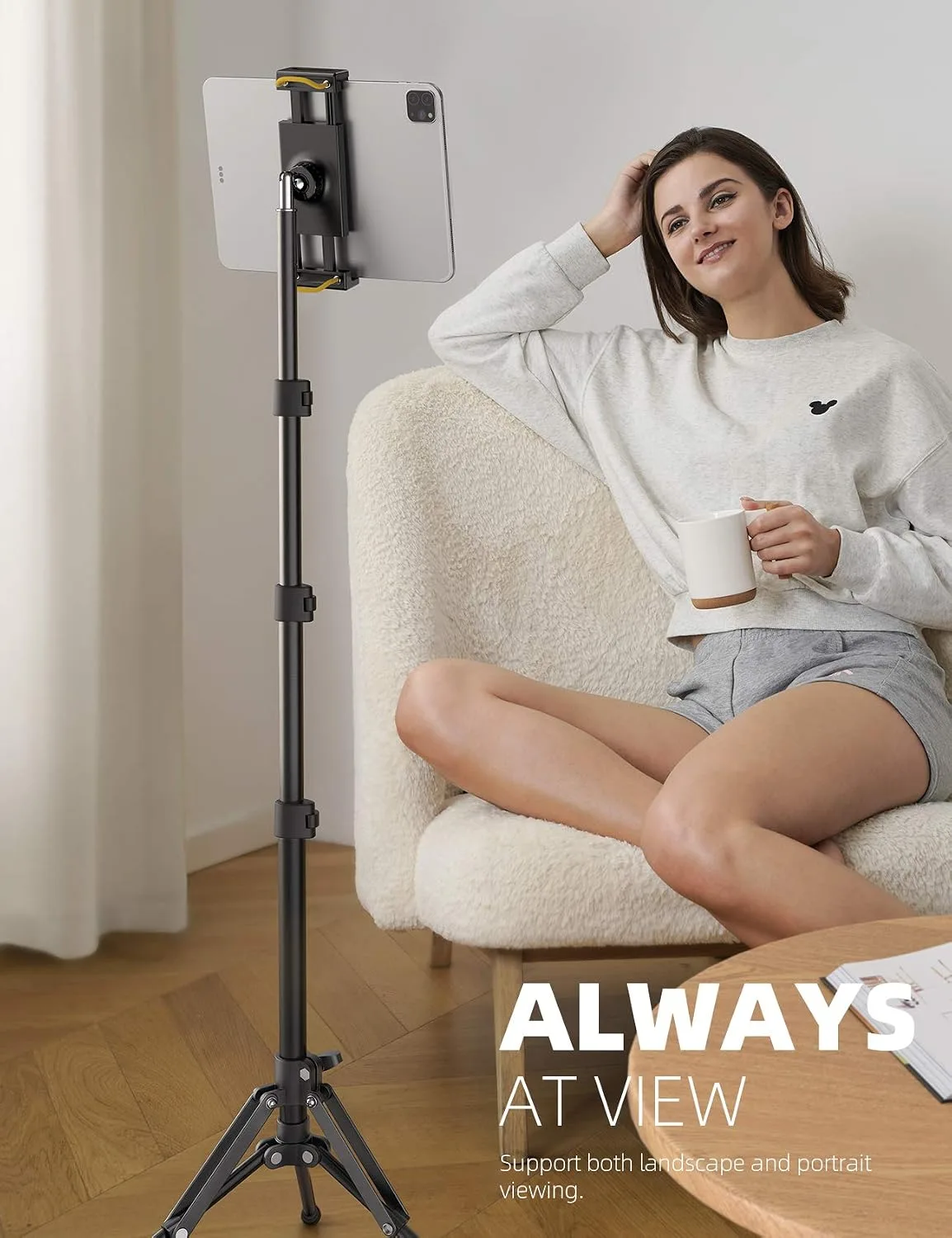 Lamicall Tablet Floor Tripod Stand 64.9" Fast Adjustable Height iPad Holder