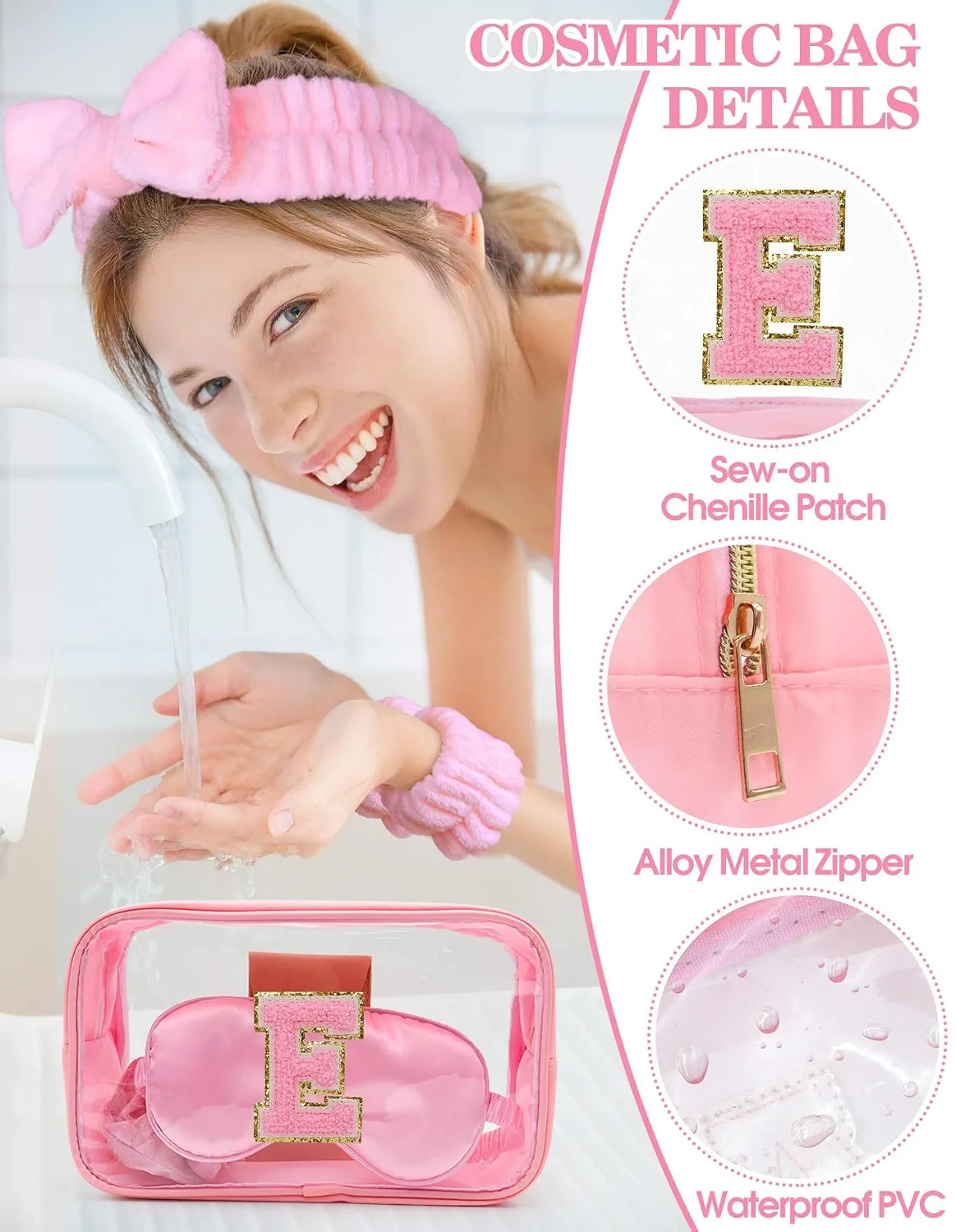 Initial Makeup Bag with Makeup Brush Set Party Favors Gifts for Women Girls