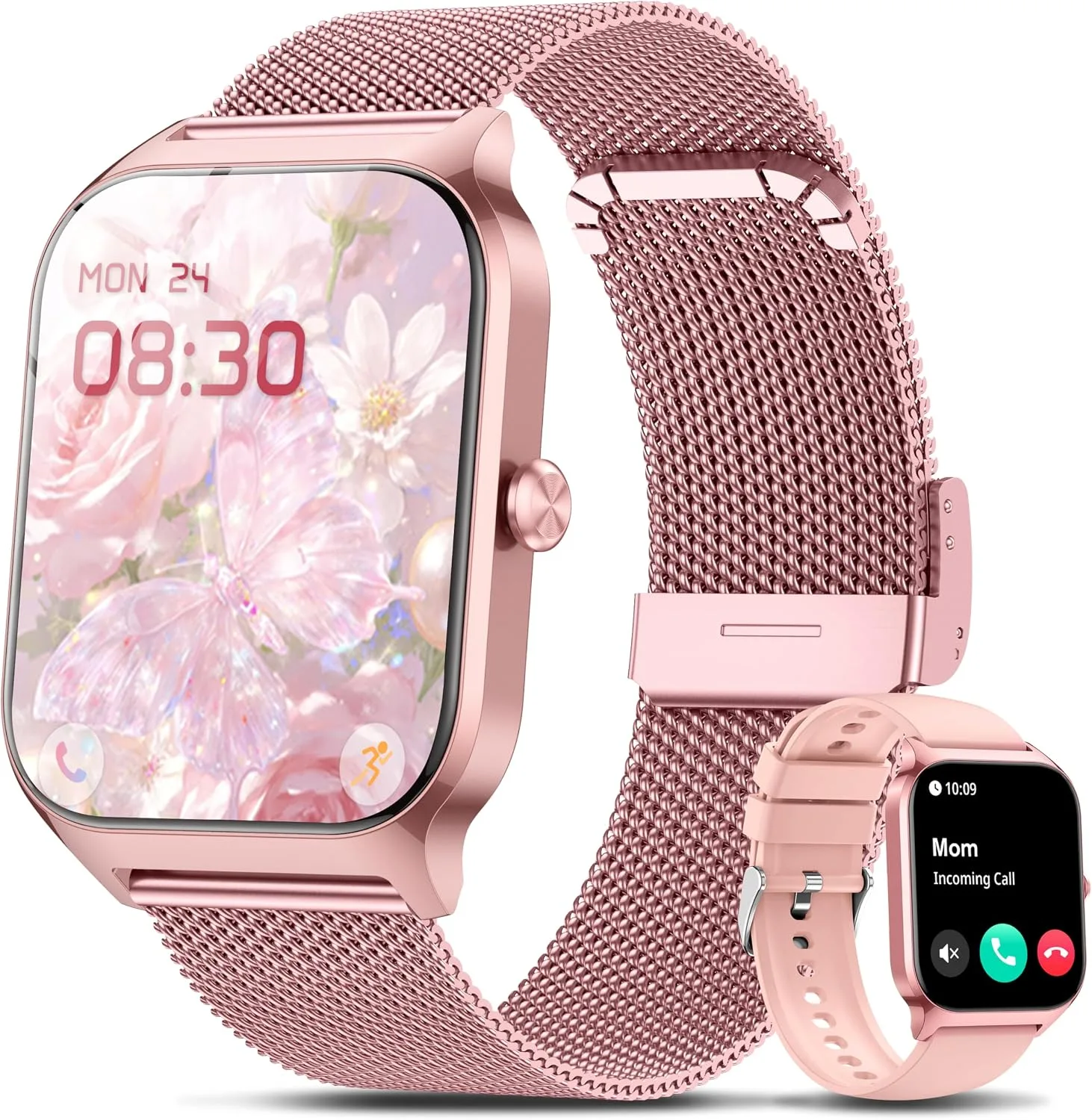 Smart Watch Women Men, 1.85" Reloj Inteligente para mujer hombre, Make/ Answer Call, Health Monitor/Blood Pressure, 110+ Sports Modes, Voice Control, IP68 Waterproof Compatible with Android & iPhone