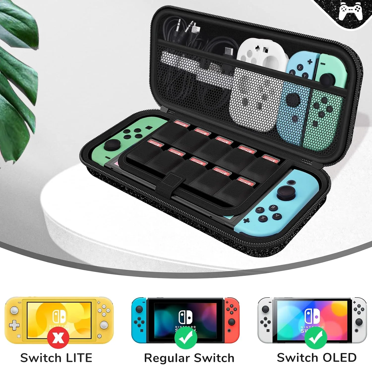 homicozy Black Glitter Carrying Case for Nintendo Switch & Switch OLED