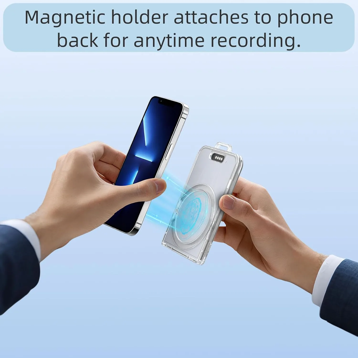 Magnetic PC Card Holder for Plaud Note & Note Pro (2025) with Detachable Lanyard, with Carabiner & Opening Tool, Ideal for Work, Office, Travel (Clear)