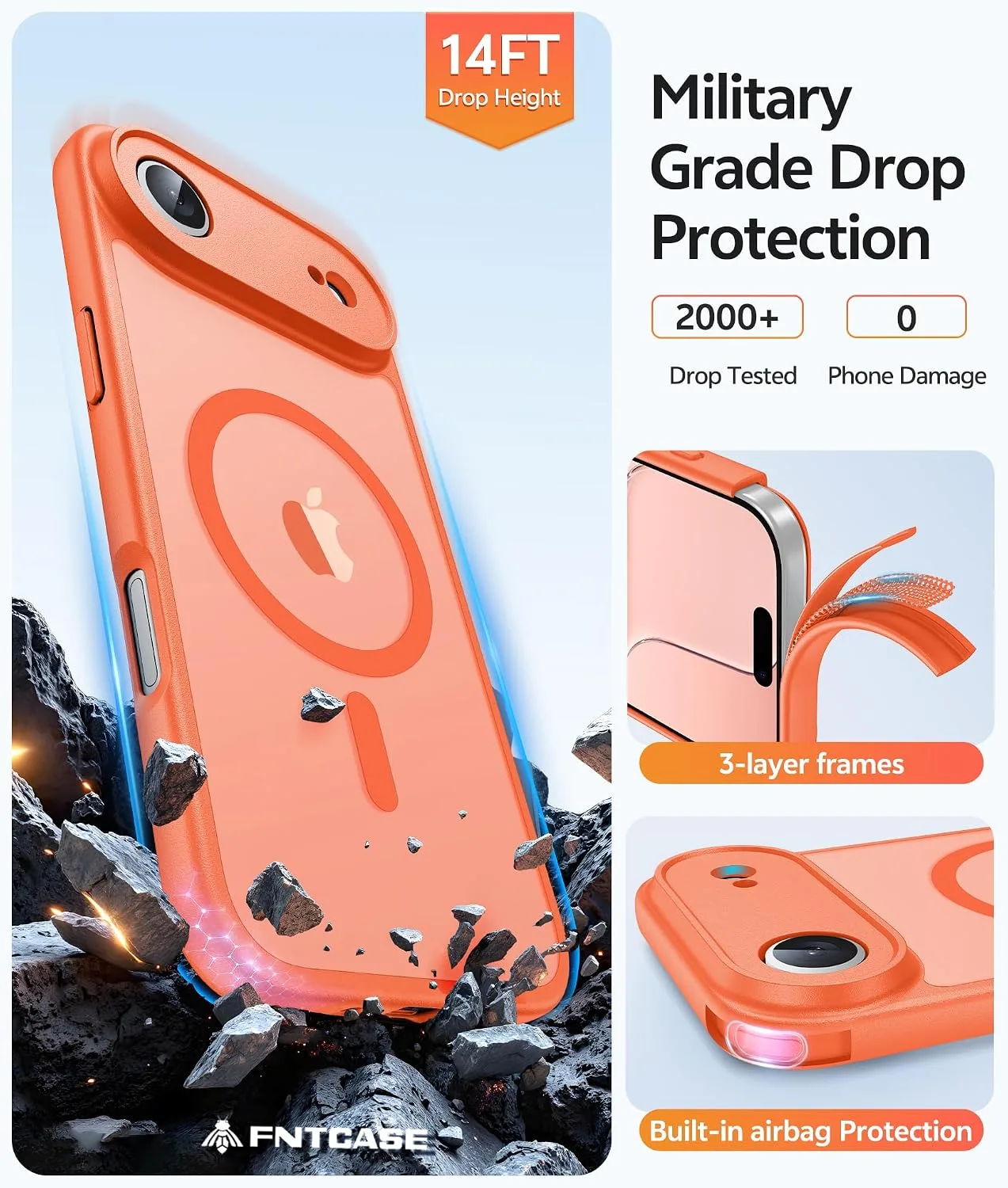 FNTCASE for iPhone Air Case, Fit for Magsafe, Orange