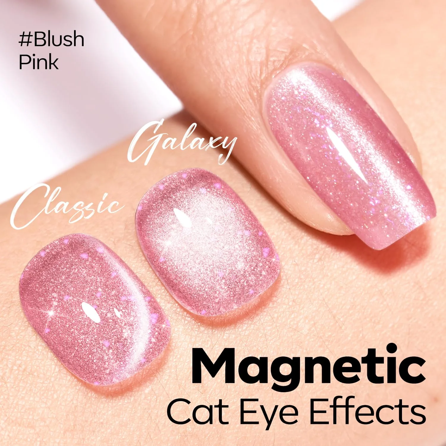 modelones Pink Cat Eye Gel Nail Polish Light Pink 9D