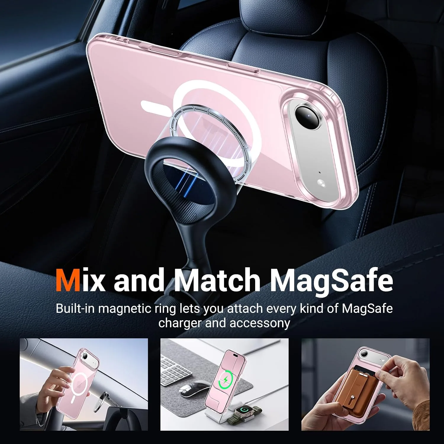 Temdan for iPhone AIR Case with Screen Protector Pink