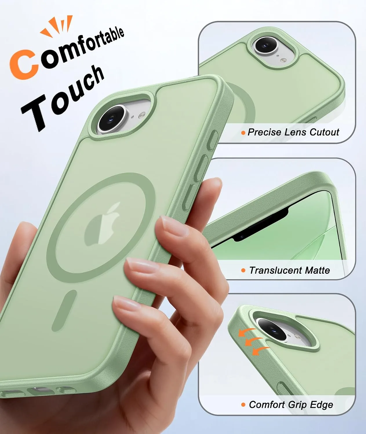 FNTCASE for iPhone 17e / 16e Case Fit for MagSafe Light Green