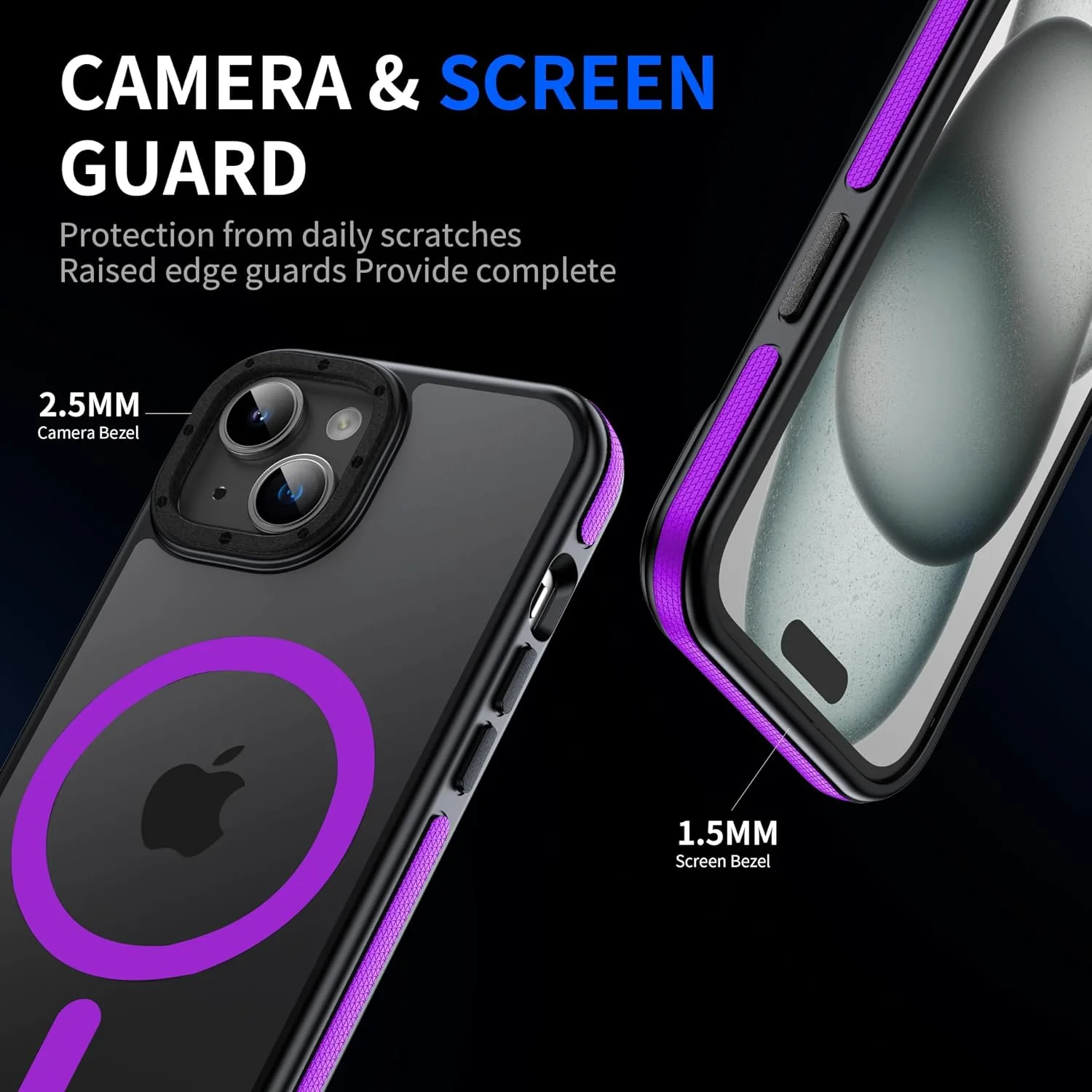 toushion 2 in 1 for iPhone 15 Plus Case Purple Bumper