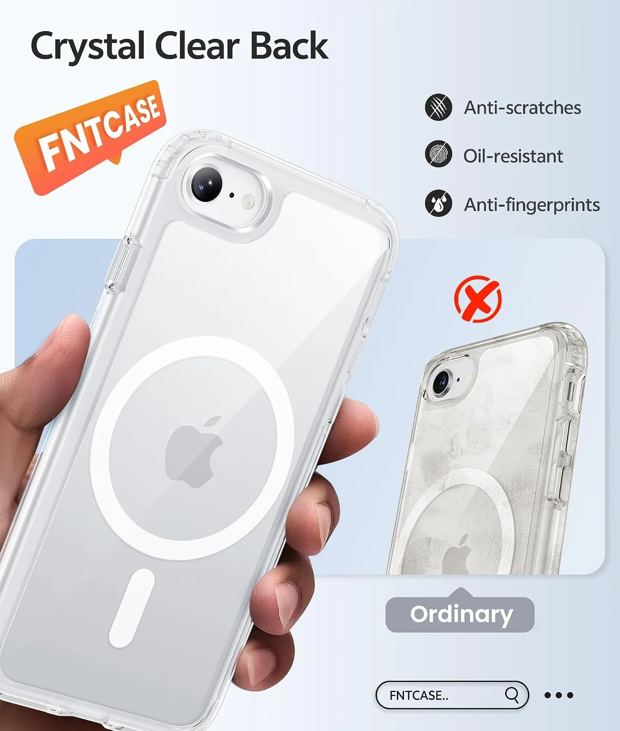 FNTCASE for iPhone SE Case 2022(3rd)/2020(2nd), iPhone 8/7 Case, Clear
