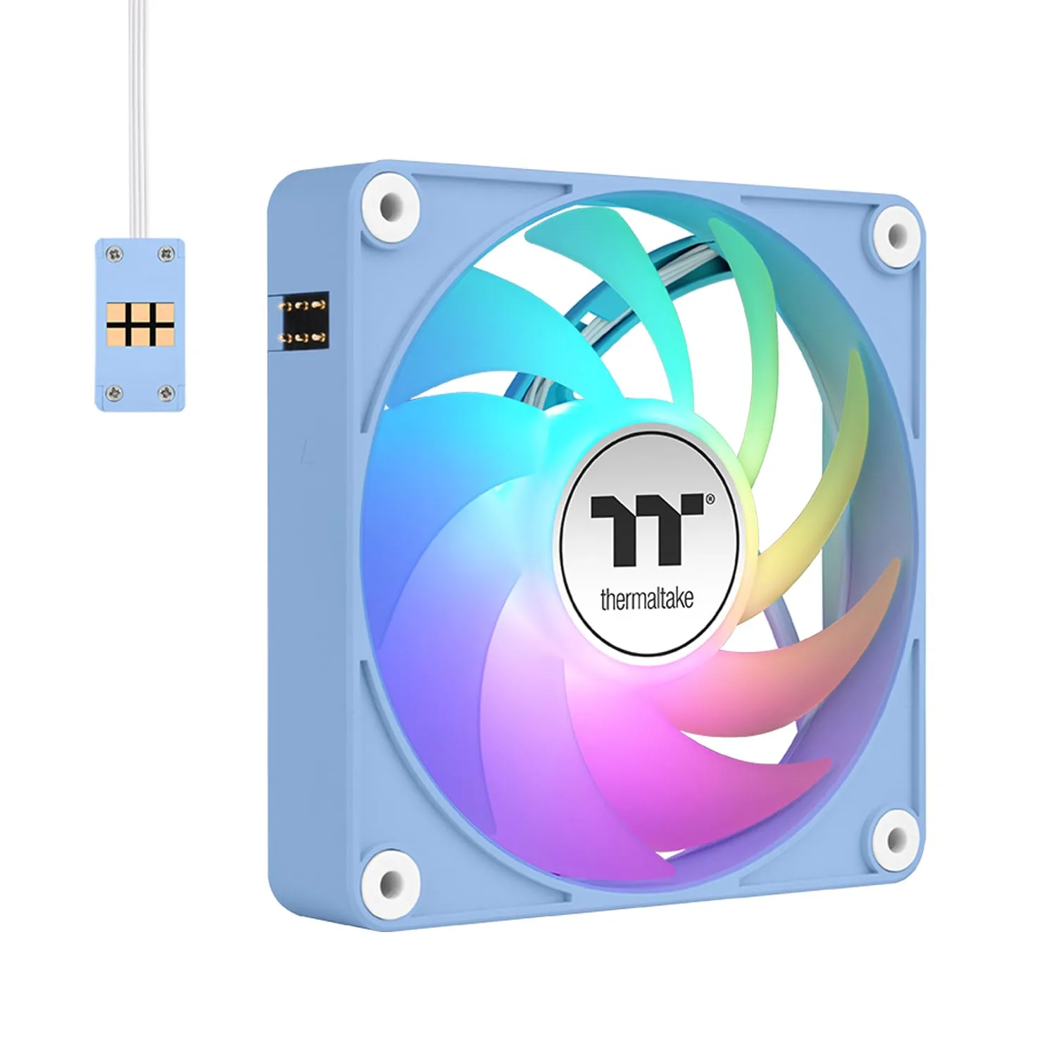 Thermaltake CT120 EX ARGB PC Cooling Fan Hydrangea Blue 3-Fan Pack, Magnetic Connection, 5V Motherboard Sync, 16.8 Million Colors 9 Addressable LEDs, 120 mm Case/Radiator Fan, CL-F196-PL12BU-A