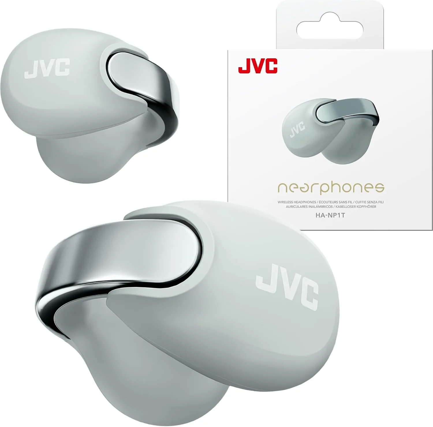 JVC Nearphones HANP1TH Open Ear True Wireless Headphones, Ice Gray