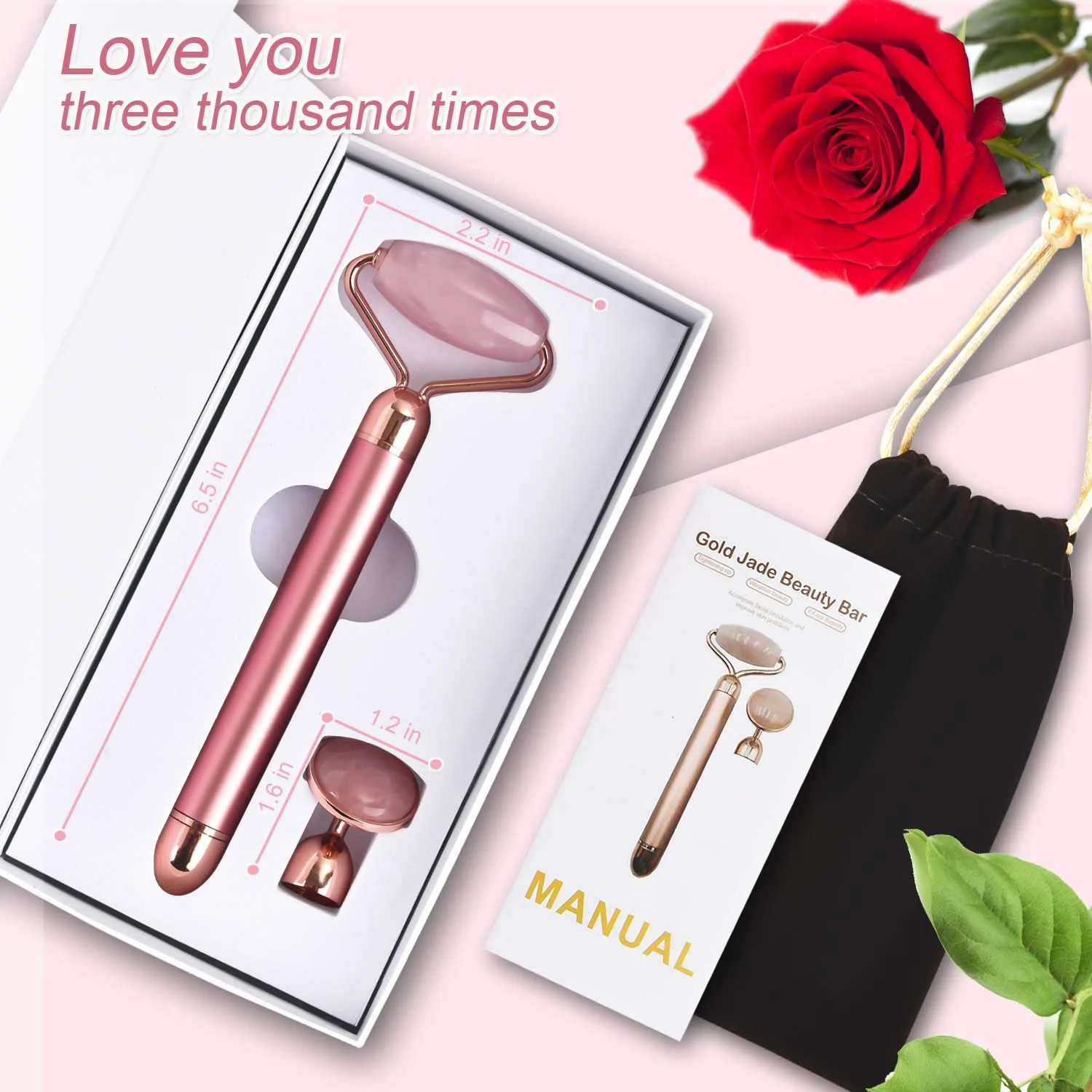 Upgrade 2 in 1 Vibrating Jade Facial Massager Roller for Face