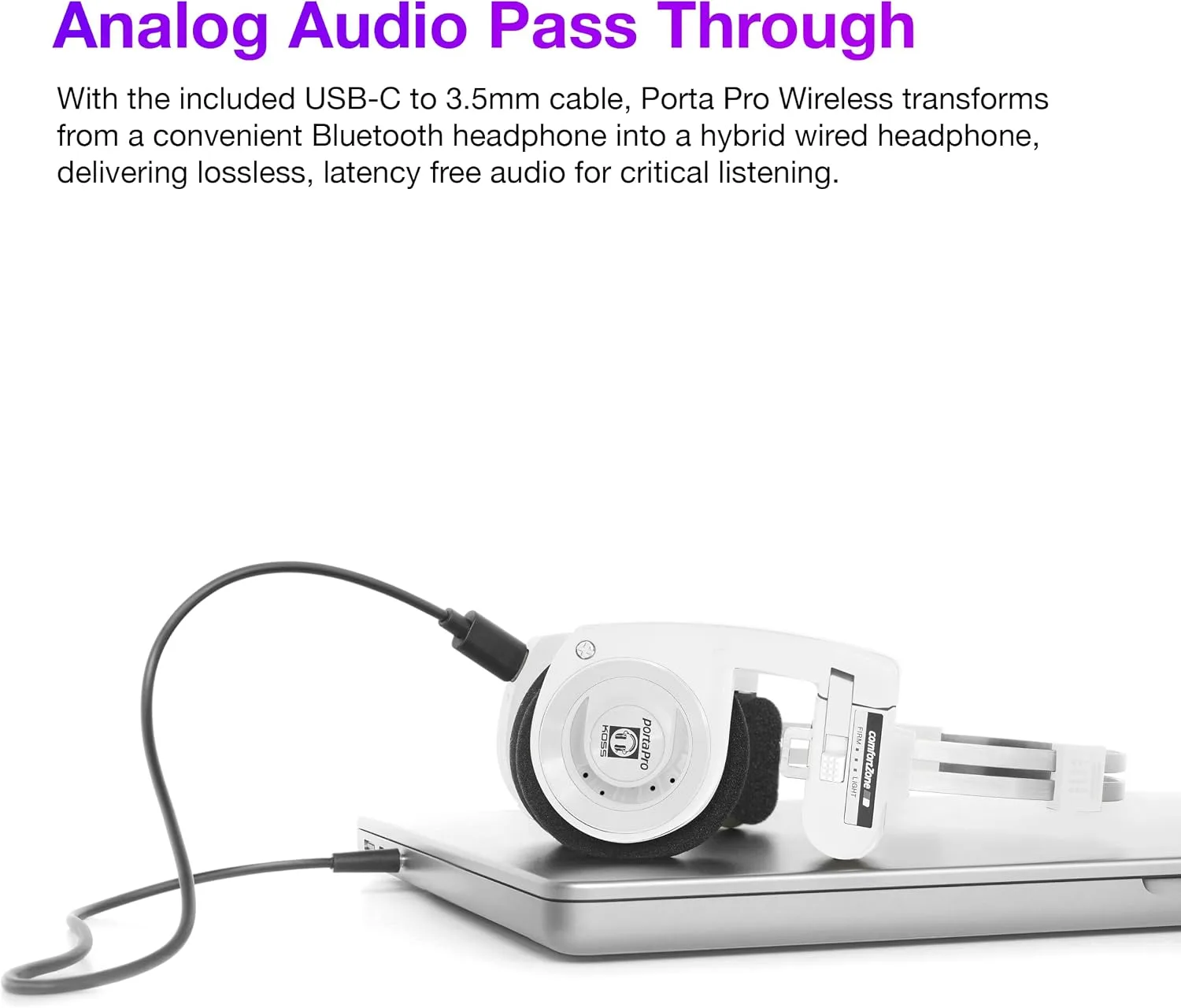 Koss Porta Pro Wireless 2.0 Retro 80s Style On-Ear Headphones, Arctic White