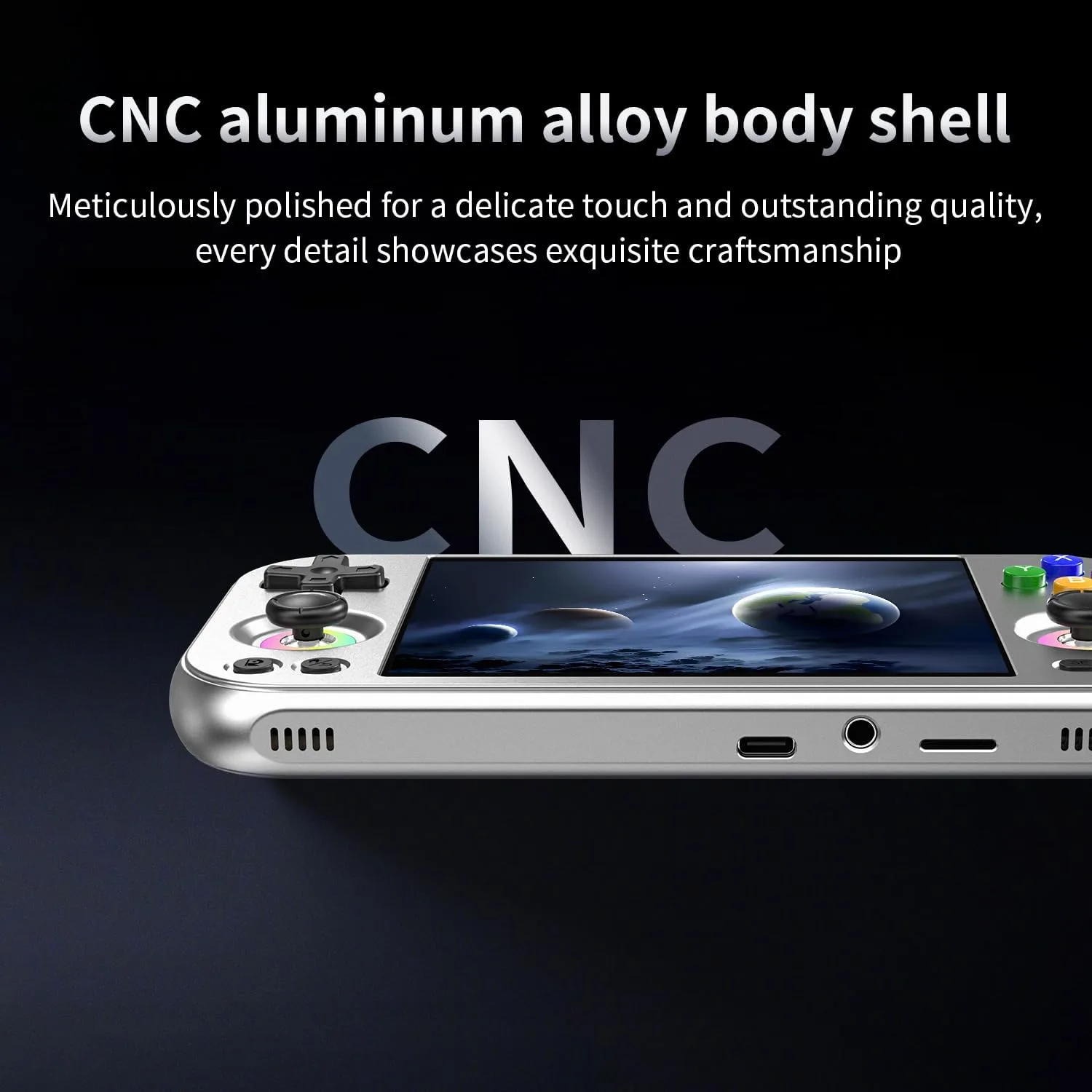 RG477M Retro Handheld Game Console , Aluminum Alloy CNC Dimensity 8300 Android14 System 4.7-inch Touch Handheld Game Console WiFi/Bluetooth Hall Joystick RGB Light 5300mah