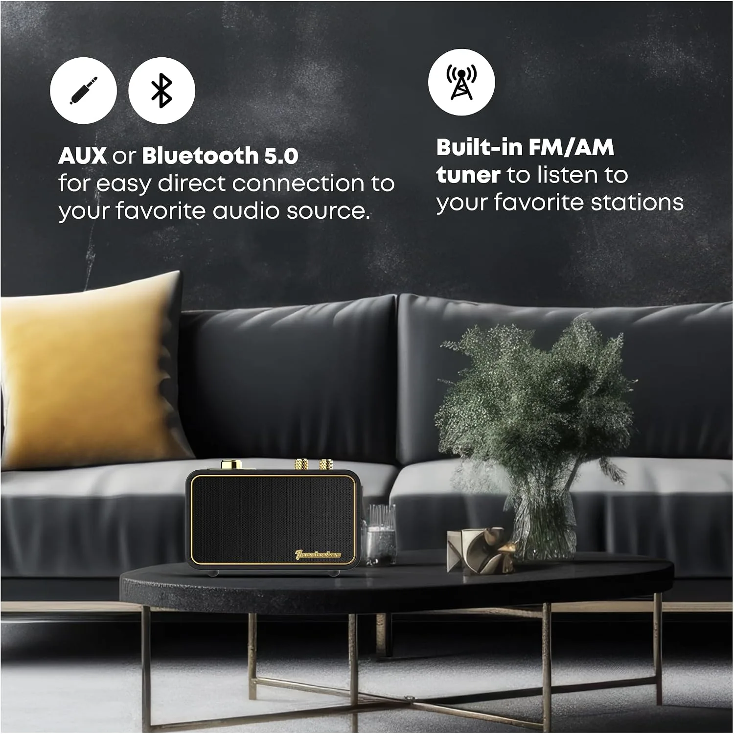 Retro Bluetooth Speaker-Wireless Speaker, Portable, Black