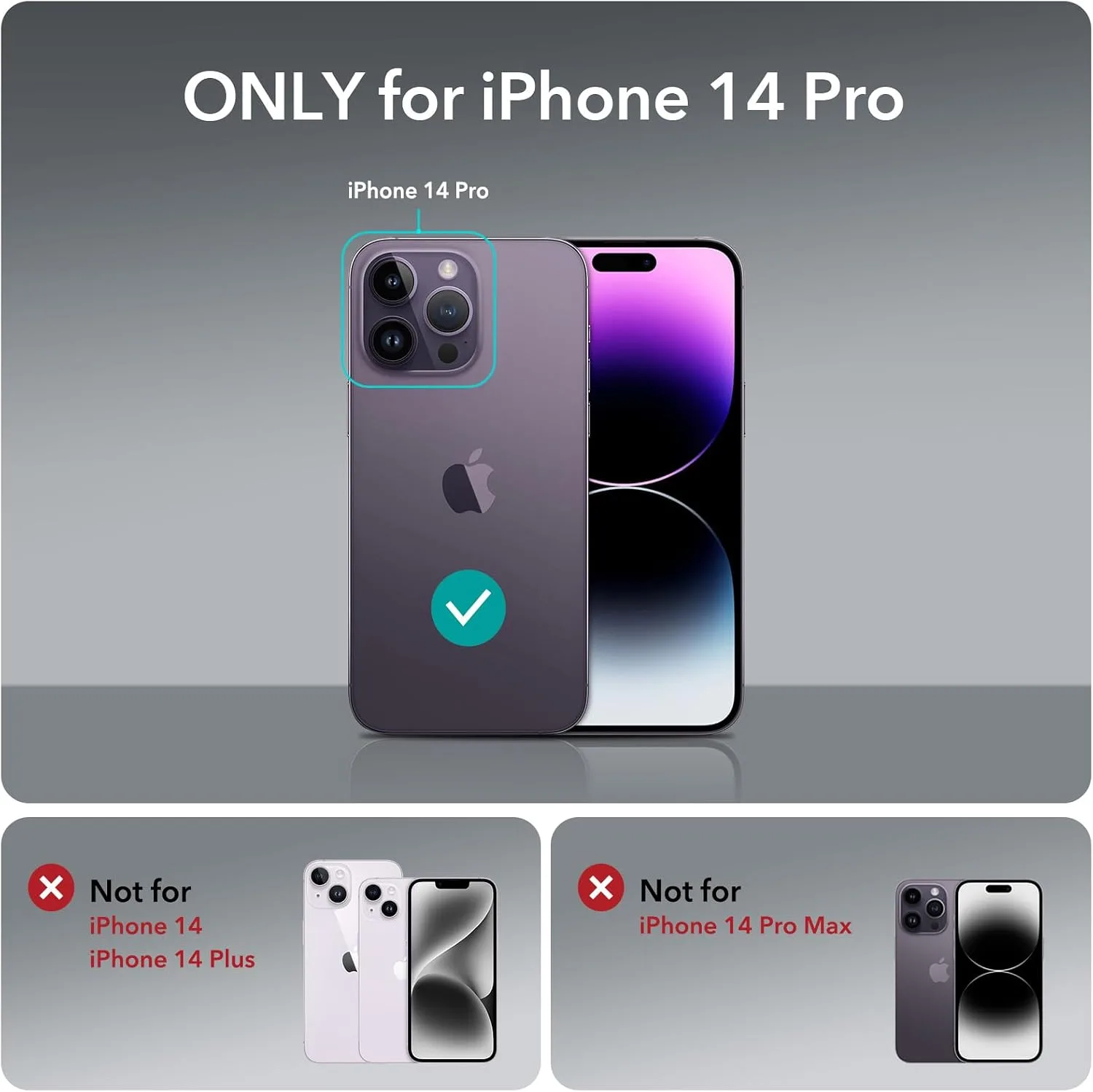 ESR Classic Hybrid for iPhone 14 Pro Case with Flex Stand, Clear Purple