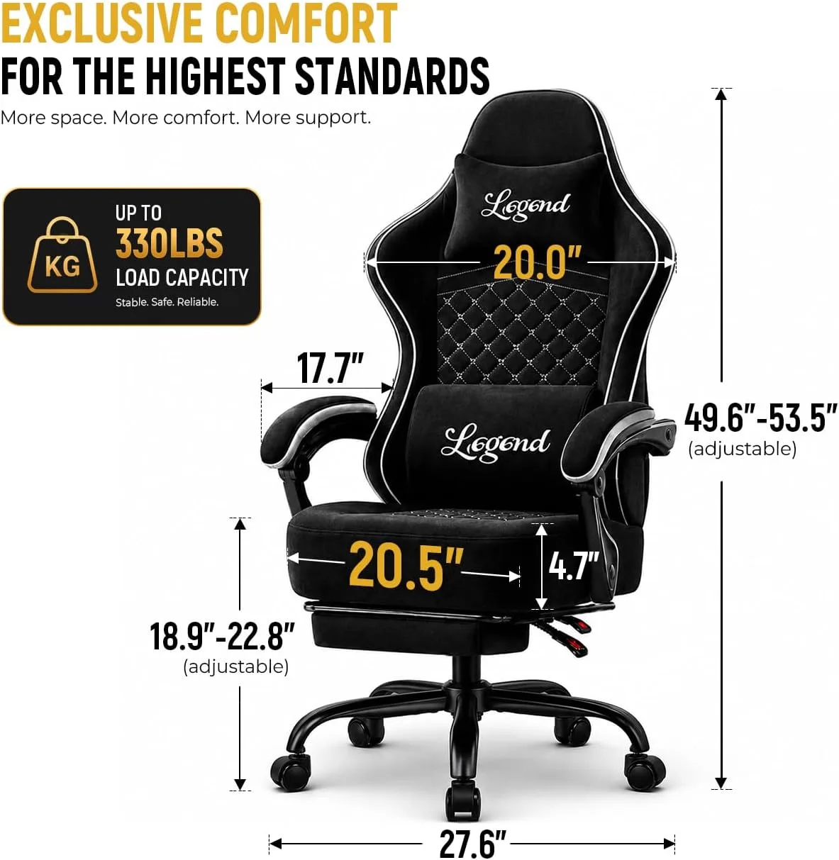 Gaming Chair for Adults with Footrest, Ergonomic Computer Chair, 330 lb