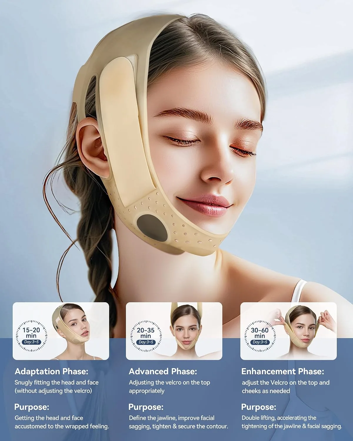 Reusable V Line Silicone Face Strap, Soft Silicone Chin Strap for Women