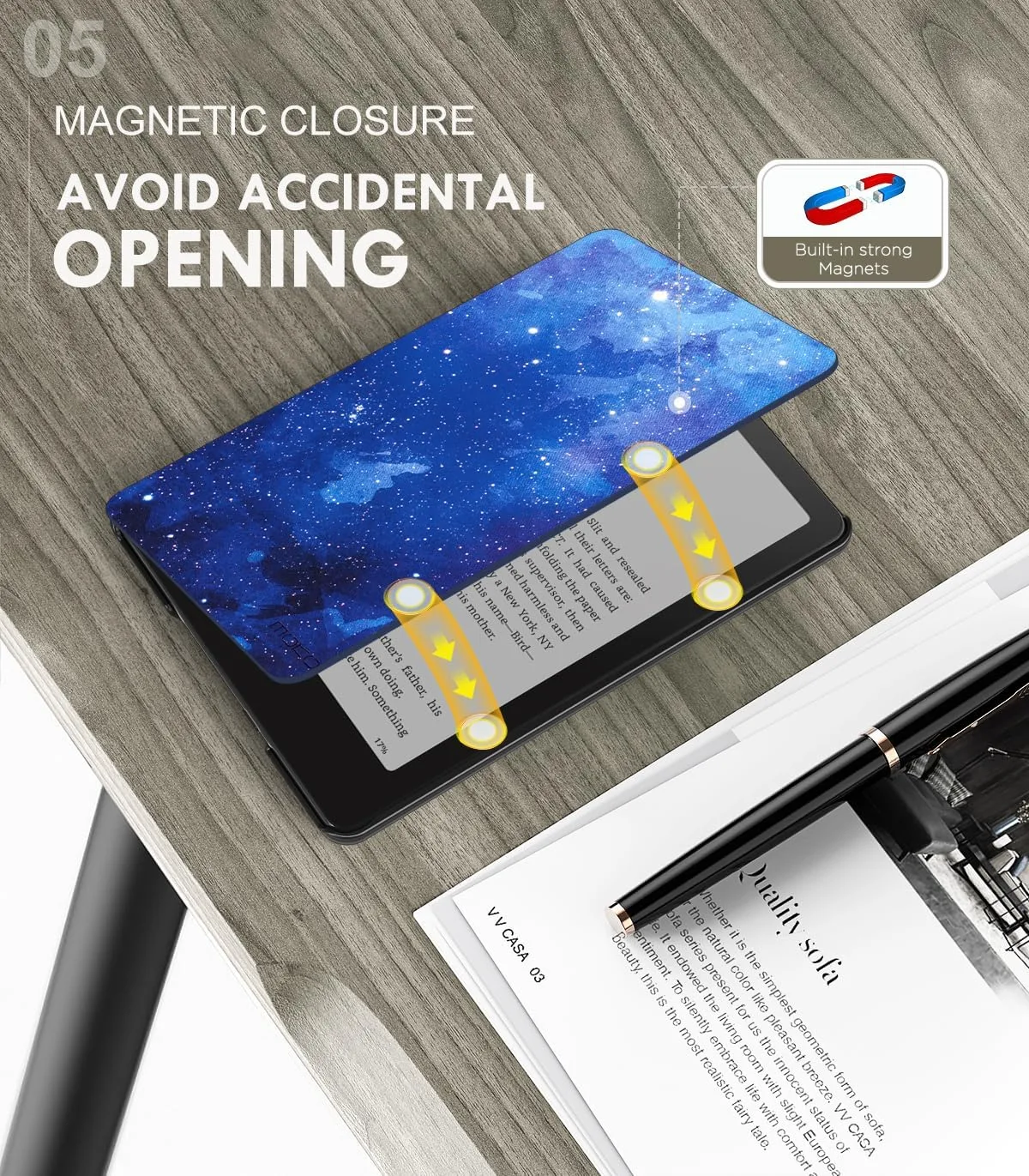 Moko Case for 7" Kindle Paperwhite 12th Gen 2024/Colorsoft, Blue Starry Sky