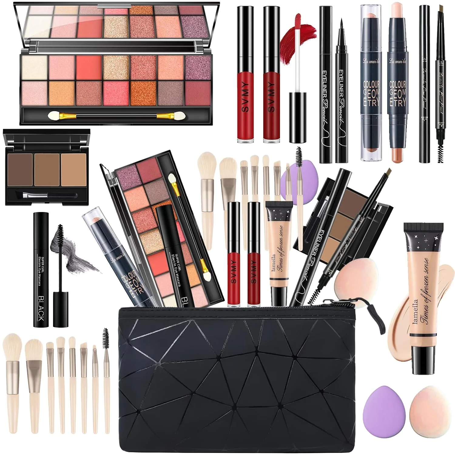 Makeup Set for Women, Makeup Kit for Women Full Kit, Travel Makeup Set, Makeup Gift Set for Girls, 14-Color Eyeshadow Palette, 2 x Lip Gloss, Eyebrow Powder, Contour Stick, Face Make up 02