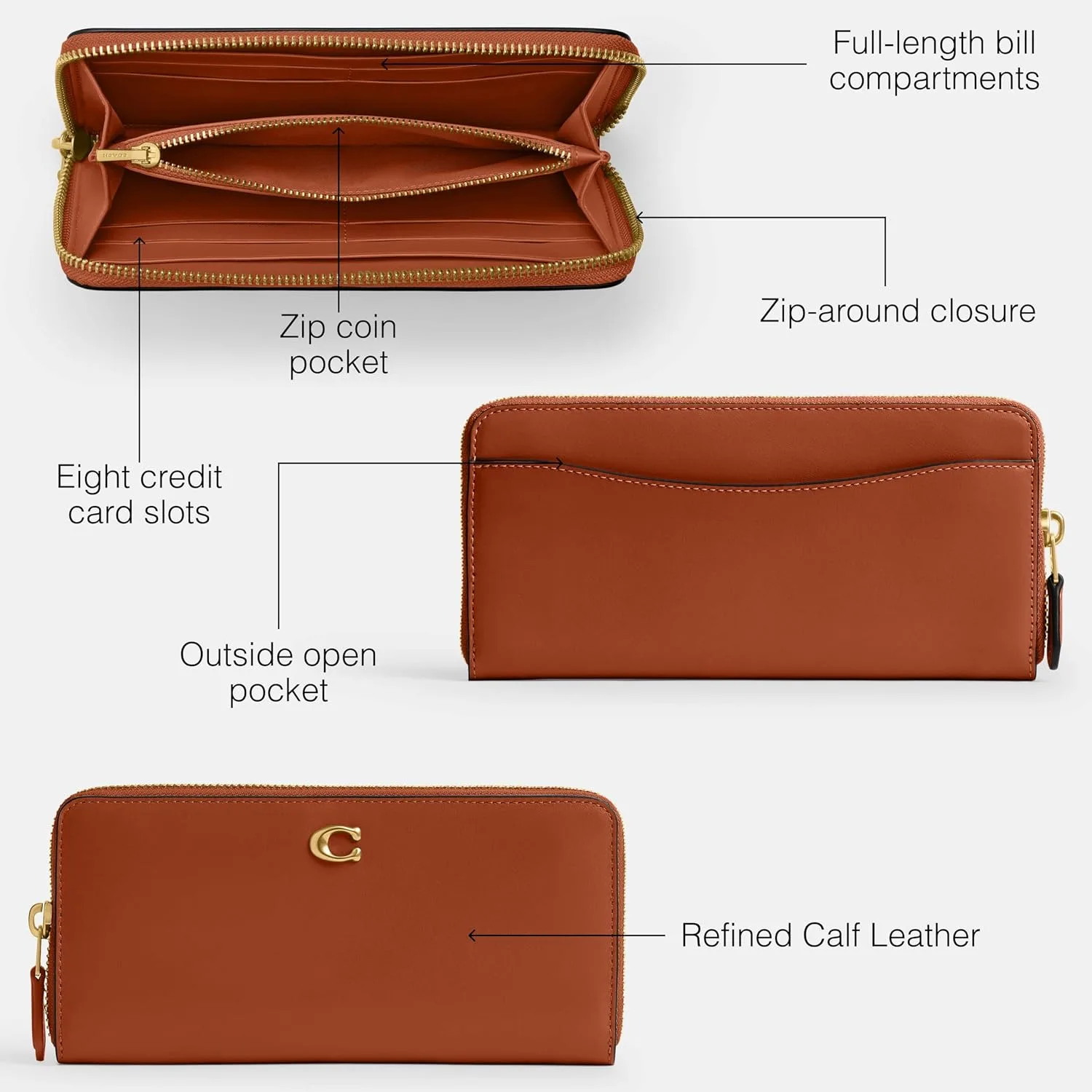 Coach Essential Slim Accordion Zip Wallet
