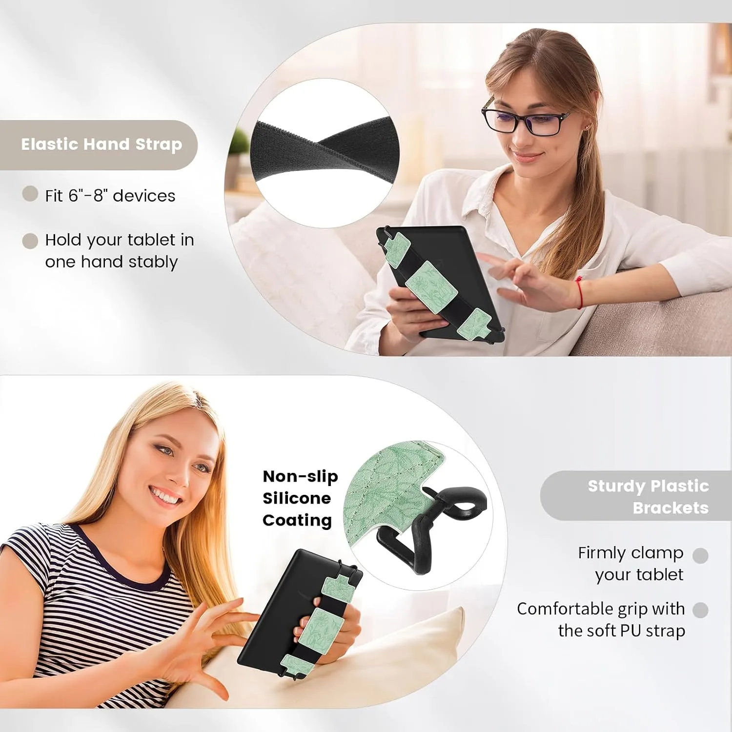 MoKo Soft Hand Strap for 6-8" Kindle eReaders Fire Tablet,Green Floral Line