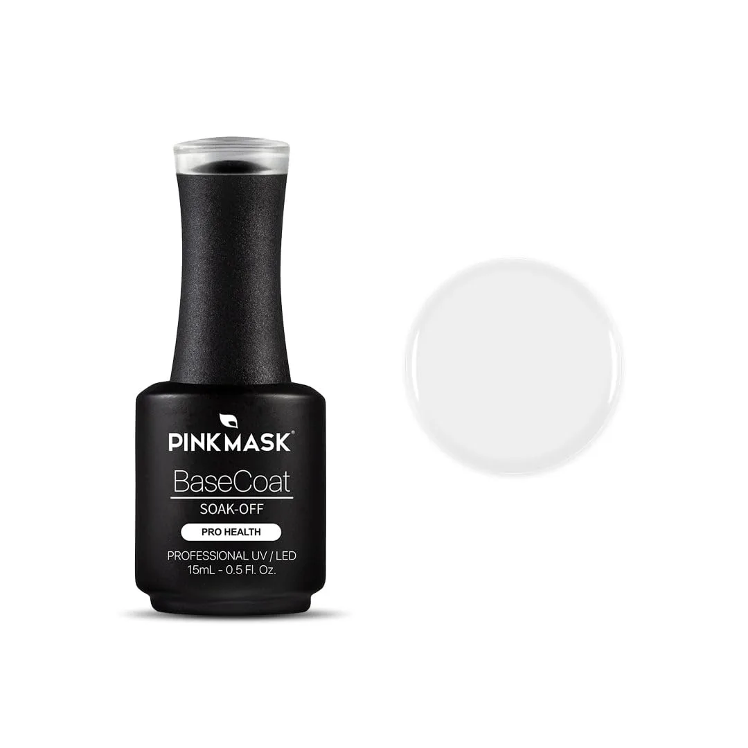 PINK MASK Gel Color Base Coat 15mL, Soak-Off Professional UV/LED, Base No-Wipe Formula, Long Lasting Base Coat Nail, Is specially designed to transfer foils in an easy and rapid way