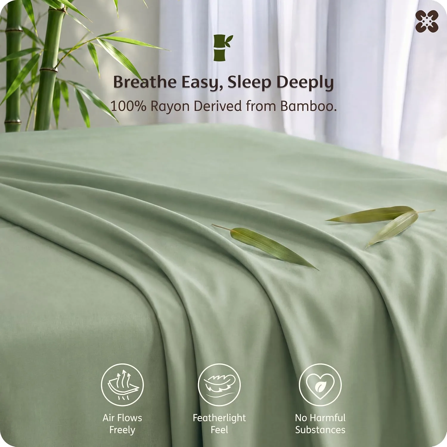 Bedsure PureWoven 100% Rayon Derived from Bamboo, Full Size Sheets, 4 PCS