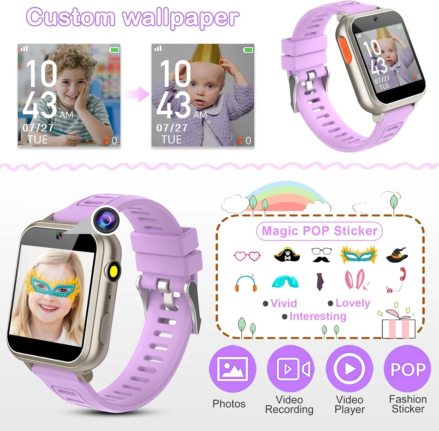 Kids Smart Watches Girls Ages 4-12, Smart Watch for Kids with 39 Games