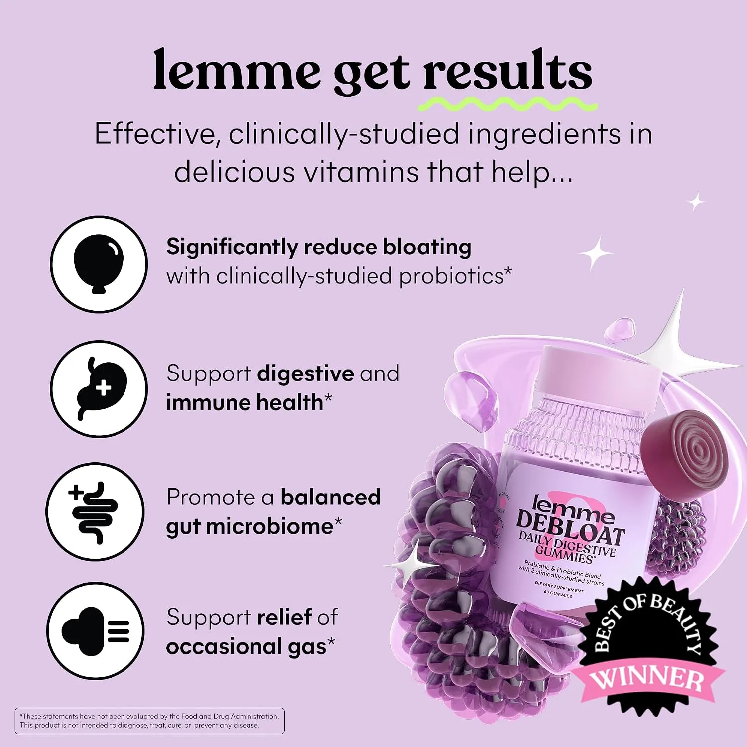 Lemme Debloat Digestive & Gut Health Gummies, 30-Day Supply