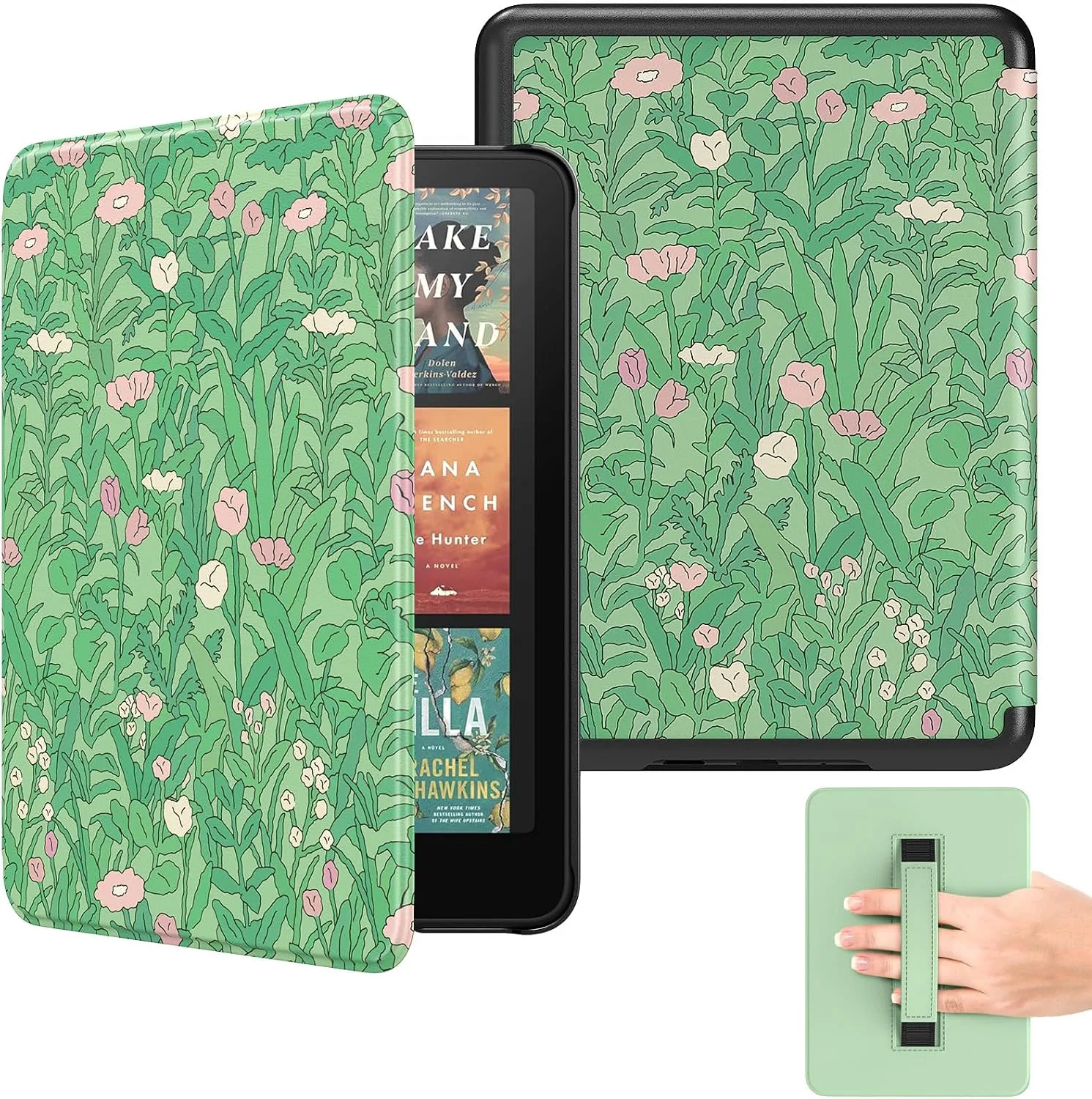 MoKo Case for 7" Kindle Paperwhite 12th Gen 2024 & Colorsoft, Green Flower