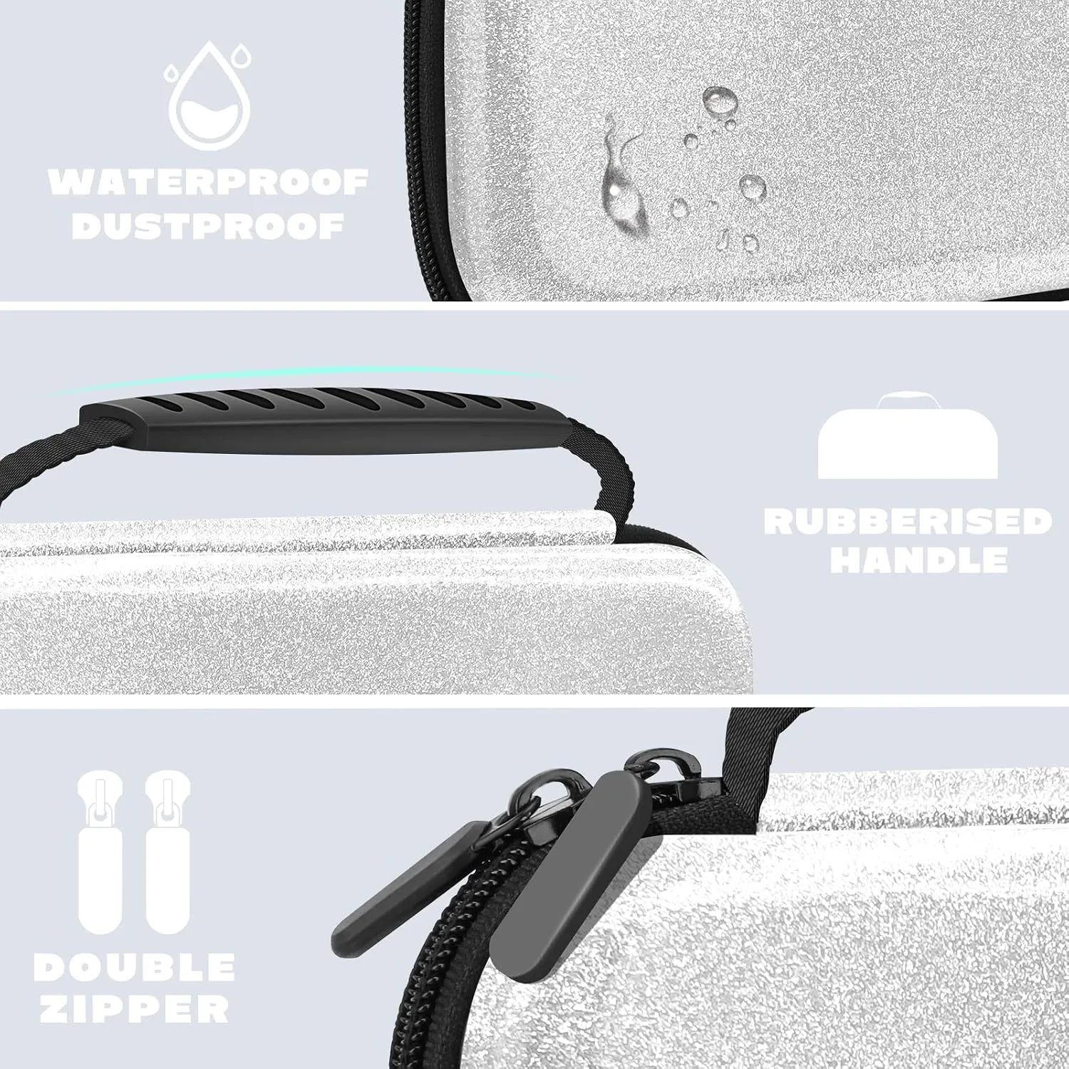 homicozy White Glitter Carrying Case for Nintendo Switch & Switch OLED