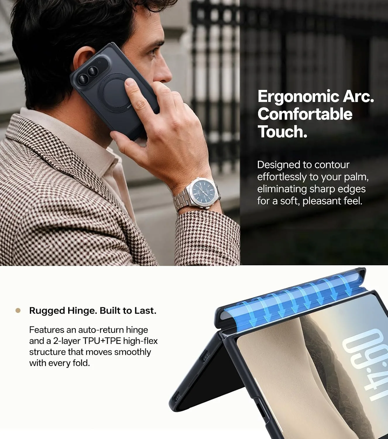 Silky Matte for iPhone Duo Case with 360 Magnetic Kickstand, Black