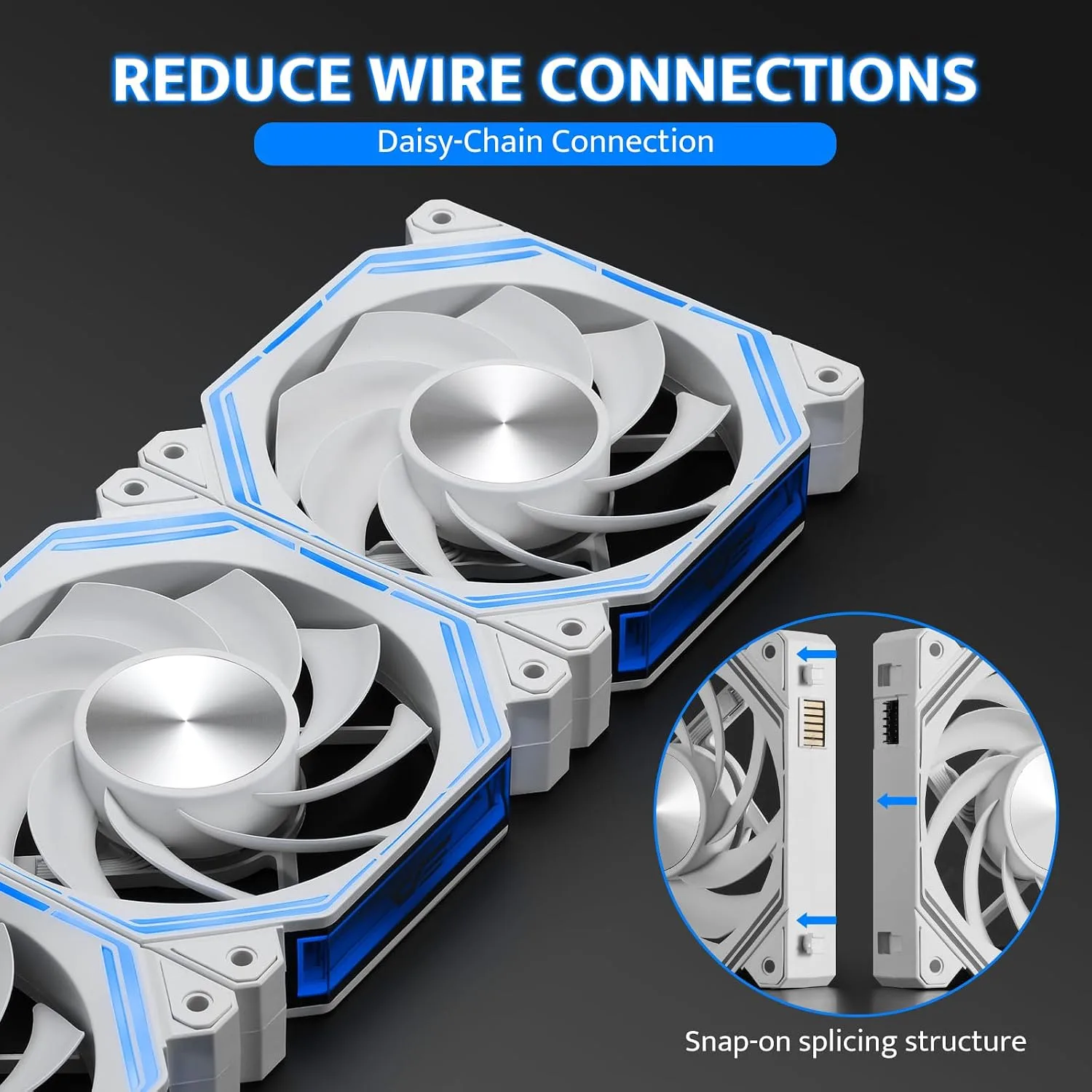 darkFlash INF34 120MM PC Case Fan, Daisy-Chain(Reversed, White)