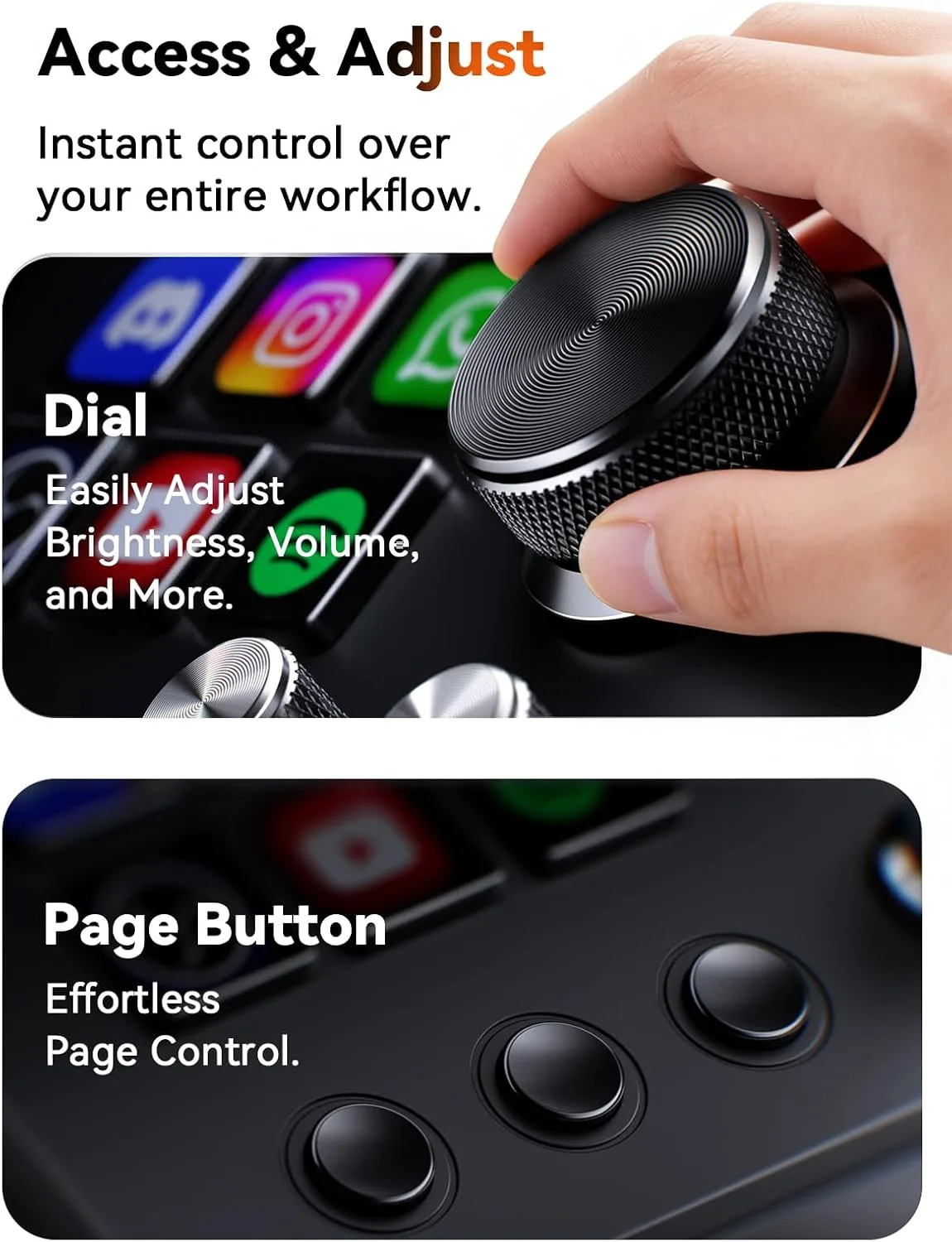 Streonor S6 Mini Stream Controller, 6-Key LCD Control Deck, Black