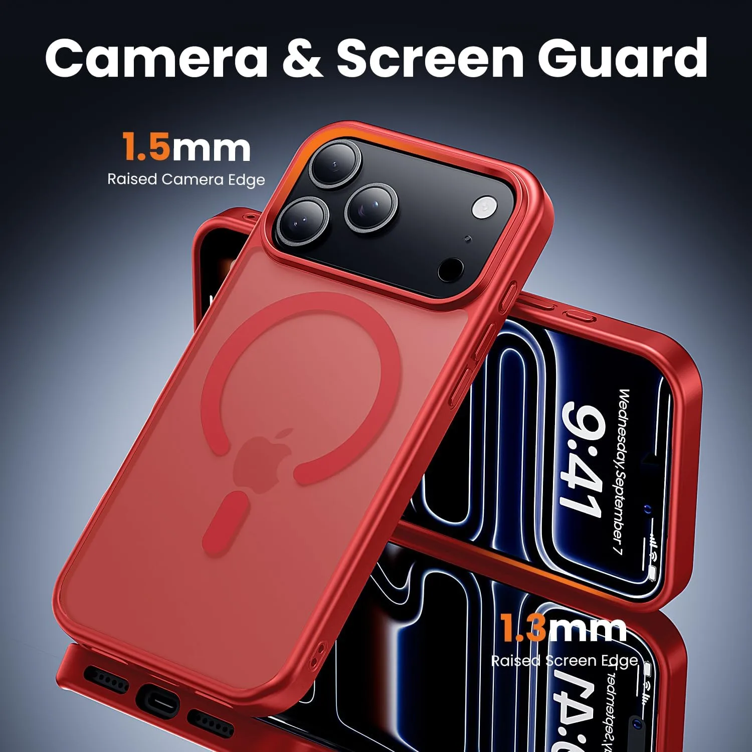 toushion 3 in 1 for iPhone 17 Pro Case Matte Red