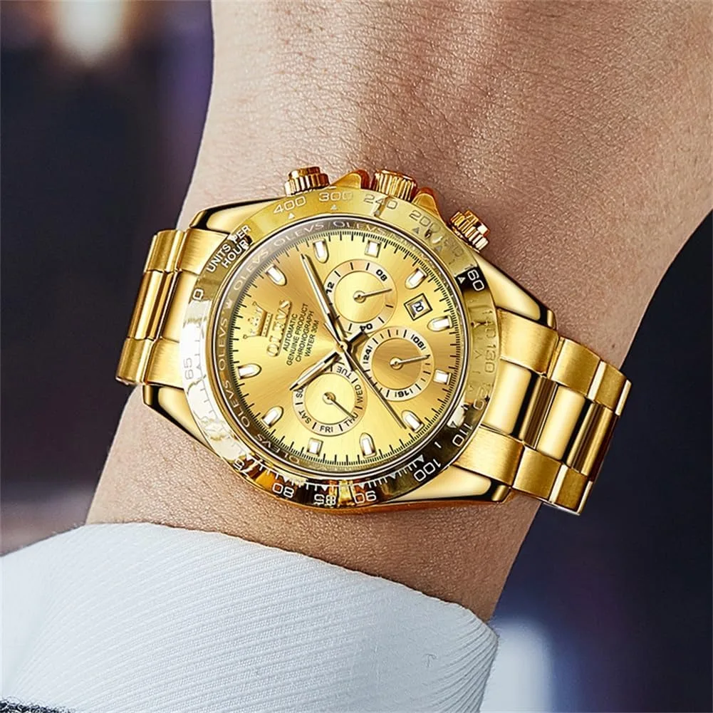 OLEVS Automatic Gold Watches for Men Luxury Classic Stainless Steel