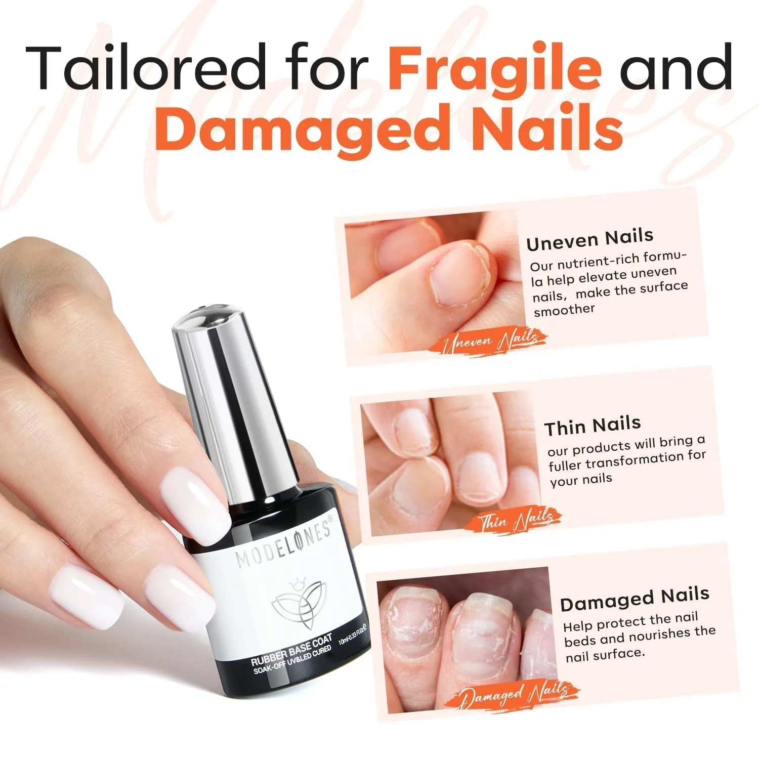 modelones Milky White Builder Nail Gel Rubber Base Coat Sheer White