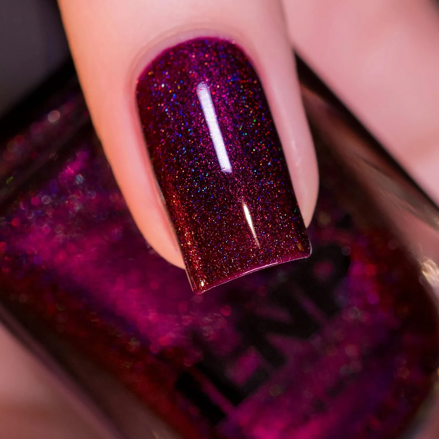 ILNP Black Orchid - Deep Burgundy Holographic Nail Polish, Long Lasting Non Gel, Chip Resistant, Non-Toxic, Vegan, Cruelty Free