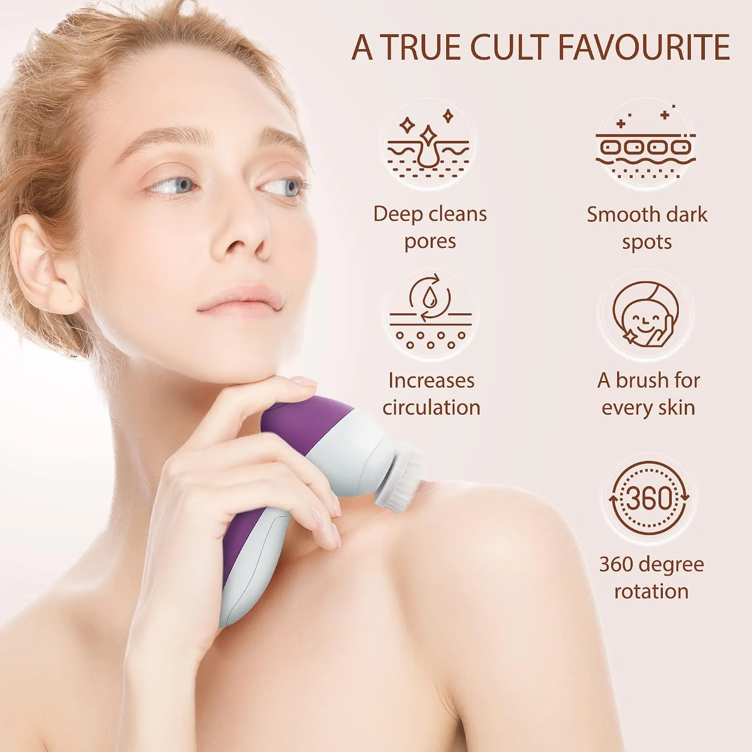 VISOFO Facial Cleansing Brush, Face Scrubber, Exfoliating, Amethyst