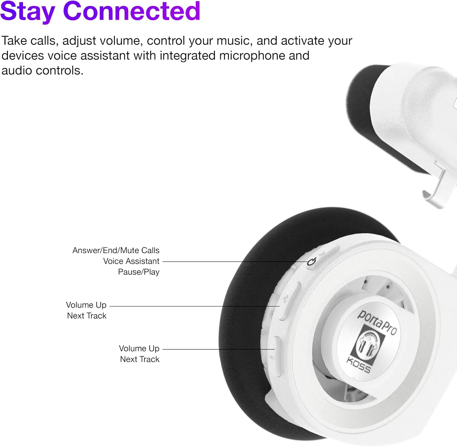 Koss Porta Pro Wireless 2.0 Retro 80s Style On-Ear Headphones, Arctic White