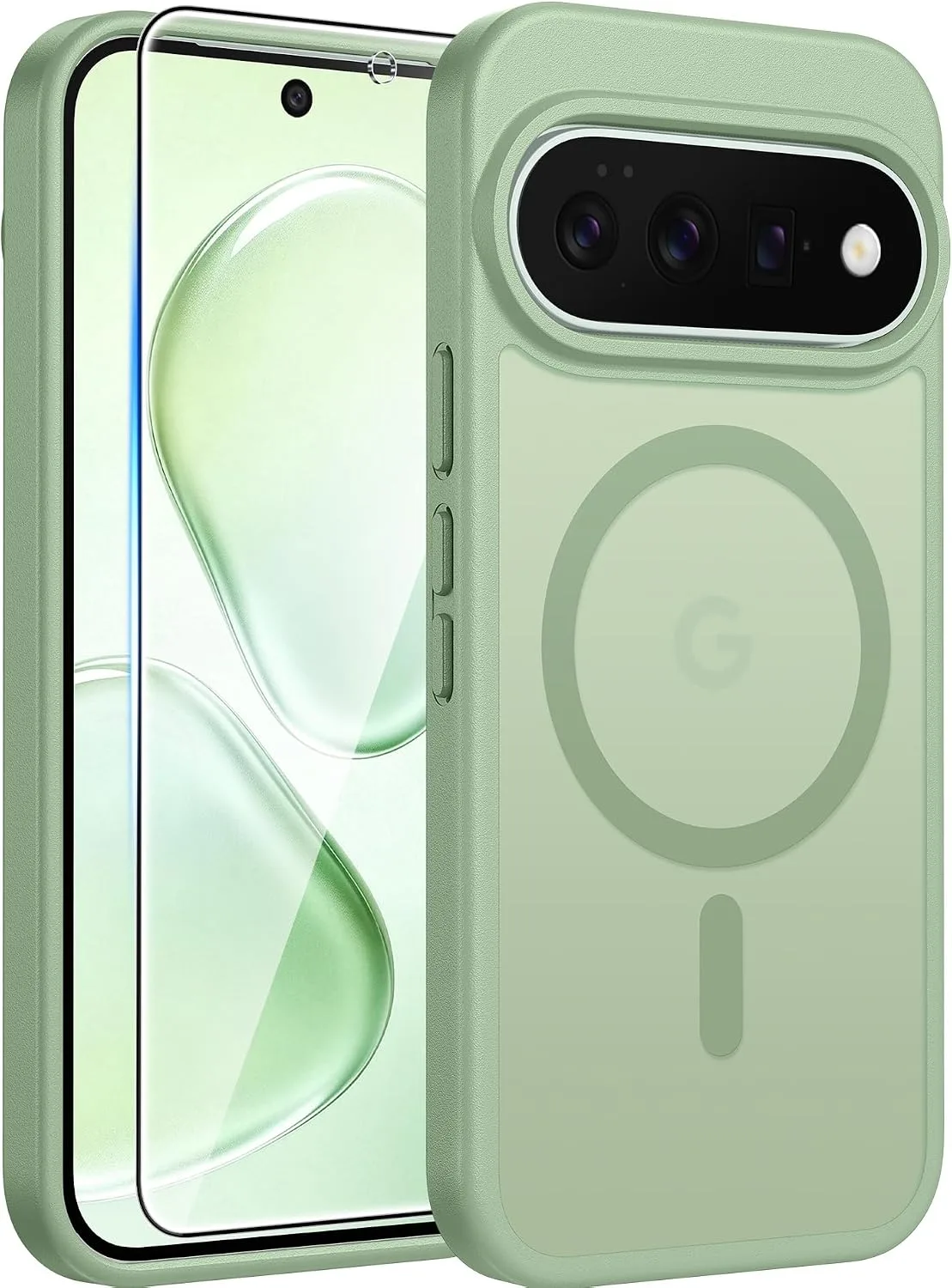 Carcasa Fntcase para Google Pixel 11/Pixel 11 Pro Verde Claro compatible con MagSafe
