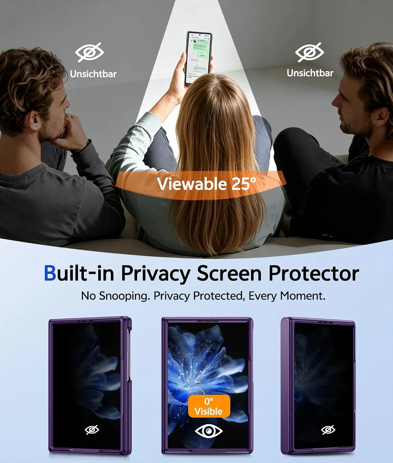 for Samsung Galaxy Z Fold 8 Case with Privacy Screen Protector