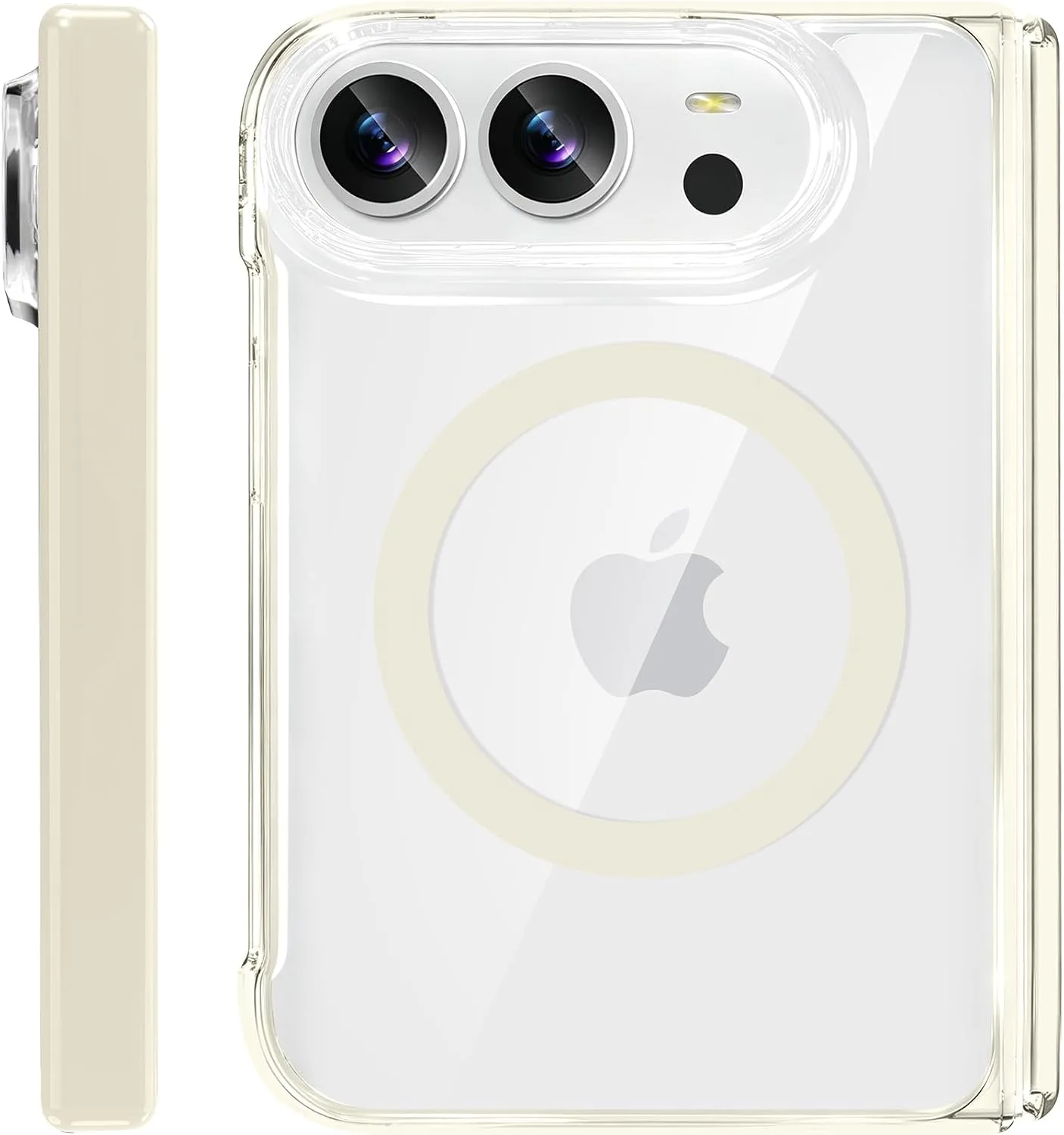 Miimall Ultra Thin for iPhone Duo Case for Mag Safe, [Hinge Protection][No Front Cover] Drop Proof Heavy Duty Durable Anti-Scratch Sleek Soft Protective Bumper for iPhone Duo Slim Cover Cream Beige