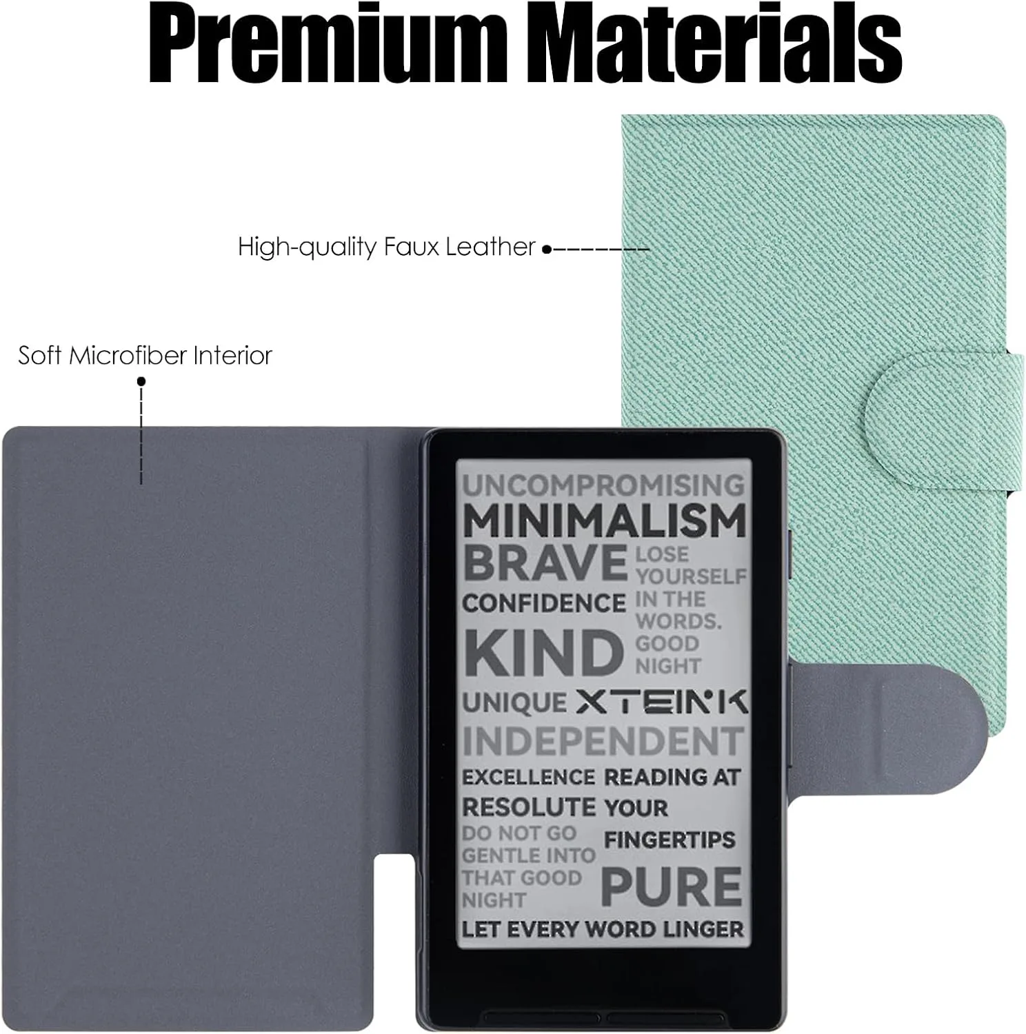 Magnetic Case for Xteink X4,PU Leather Slim Cover, Sage Green