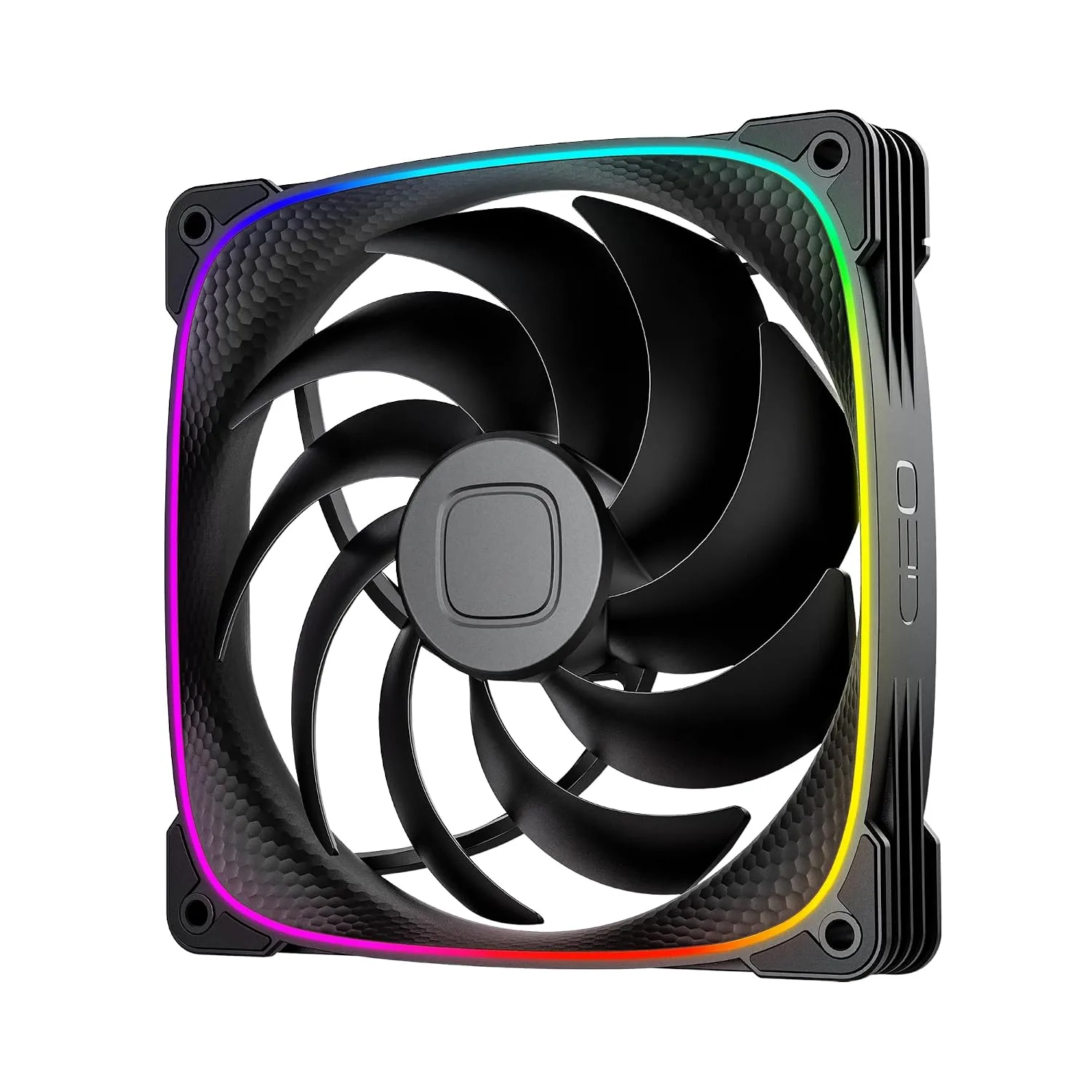 Geometric Future Squama 2503R Reverse Blade RGB PWM Fan - 140mm - 3 Pack – Performance & Silent Balance - Dual Lighting Loop - 5V 3pin addressable RGB - 4pin PWM - White(GEO-S2503RW-14T)