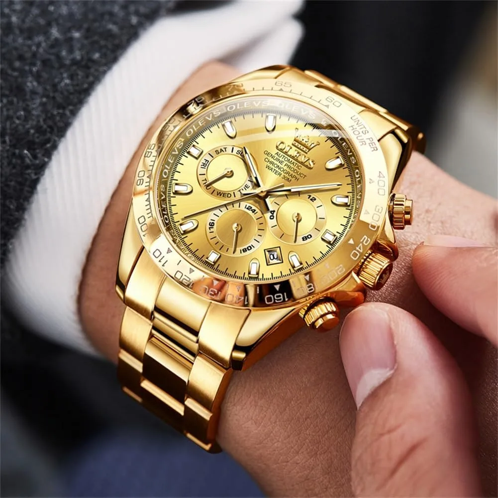 OLEVS Automatic Gold Watches for Men Luxury Classic Stainless Steel