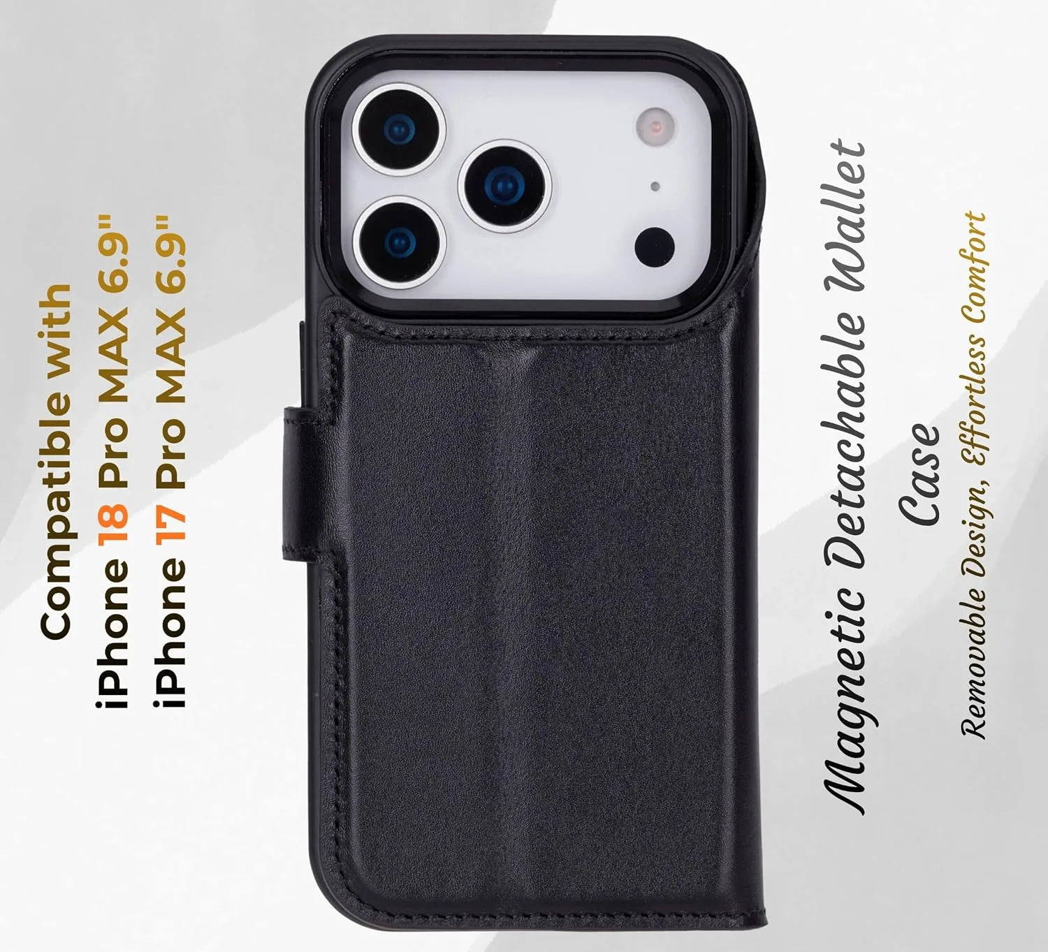 VENOULT Full Grain Genuine Leather Wallet Case for iPhone 18/17 Pro MAX