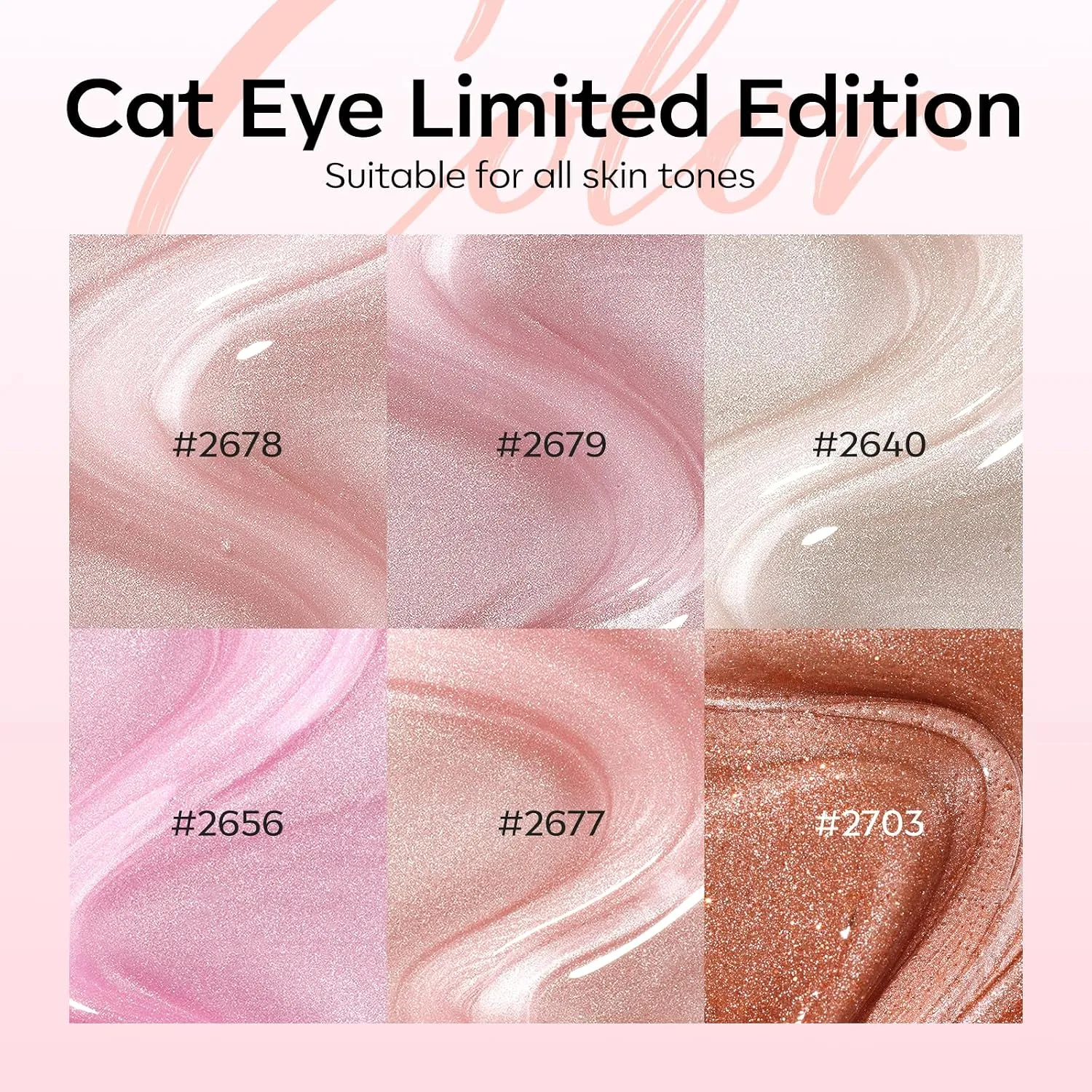 modelones Cat Eye Gel Nail Polish Set Glitter 6Colors Pink Nude Brown